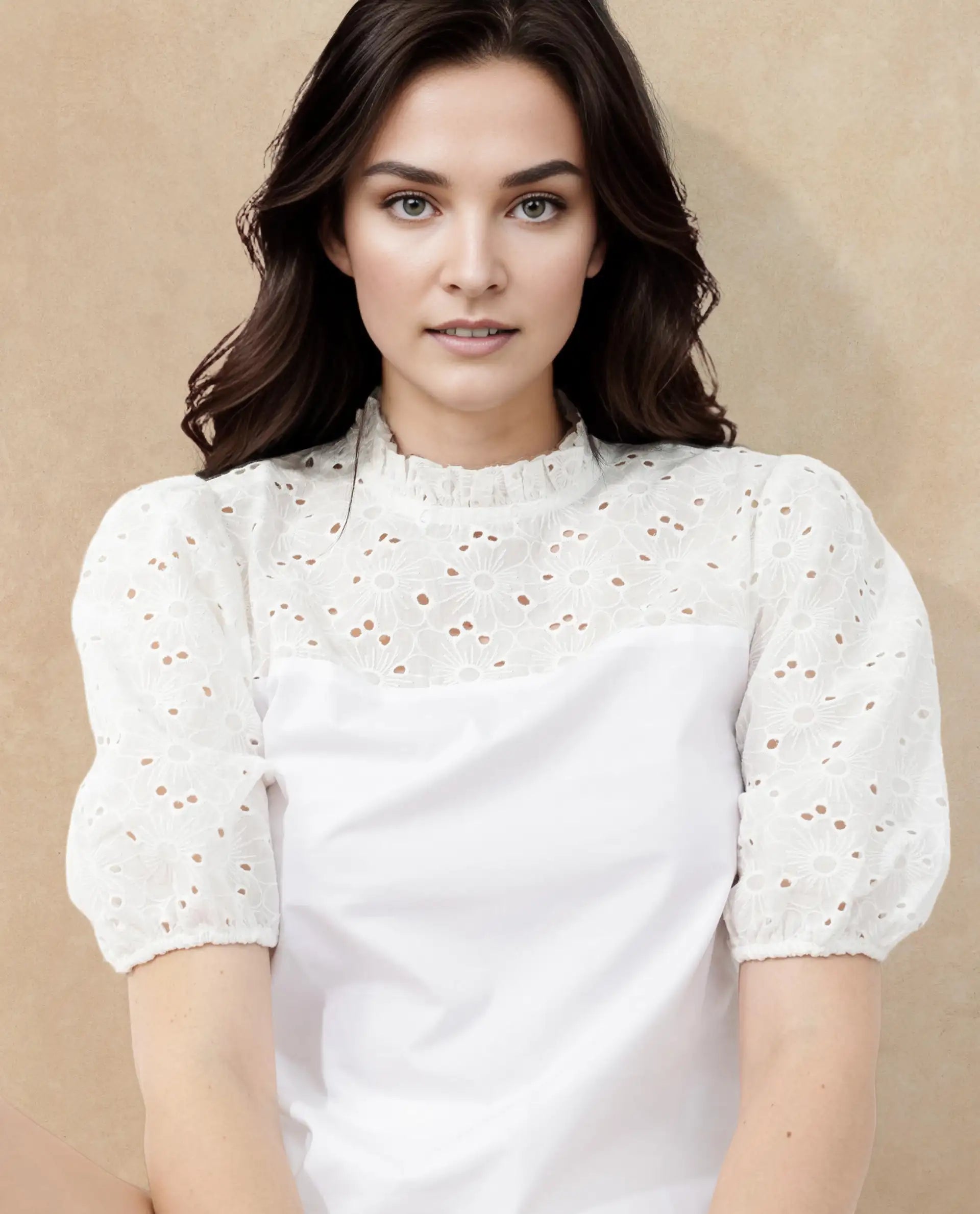 Rareism Women Dunzon White Cotton Fabric Regular Sleeves Collared Neck Solid Regular Length Top