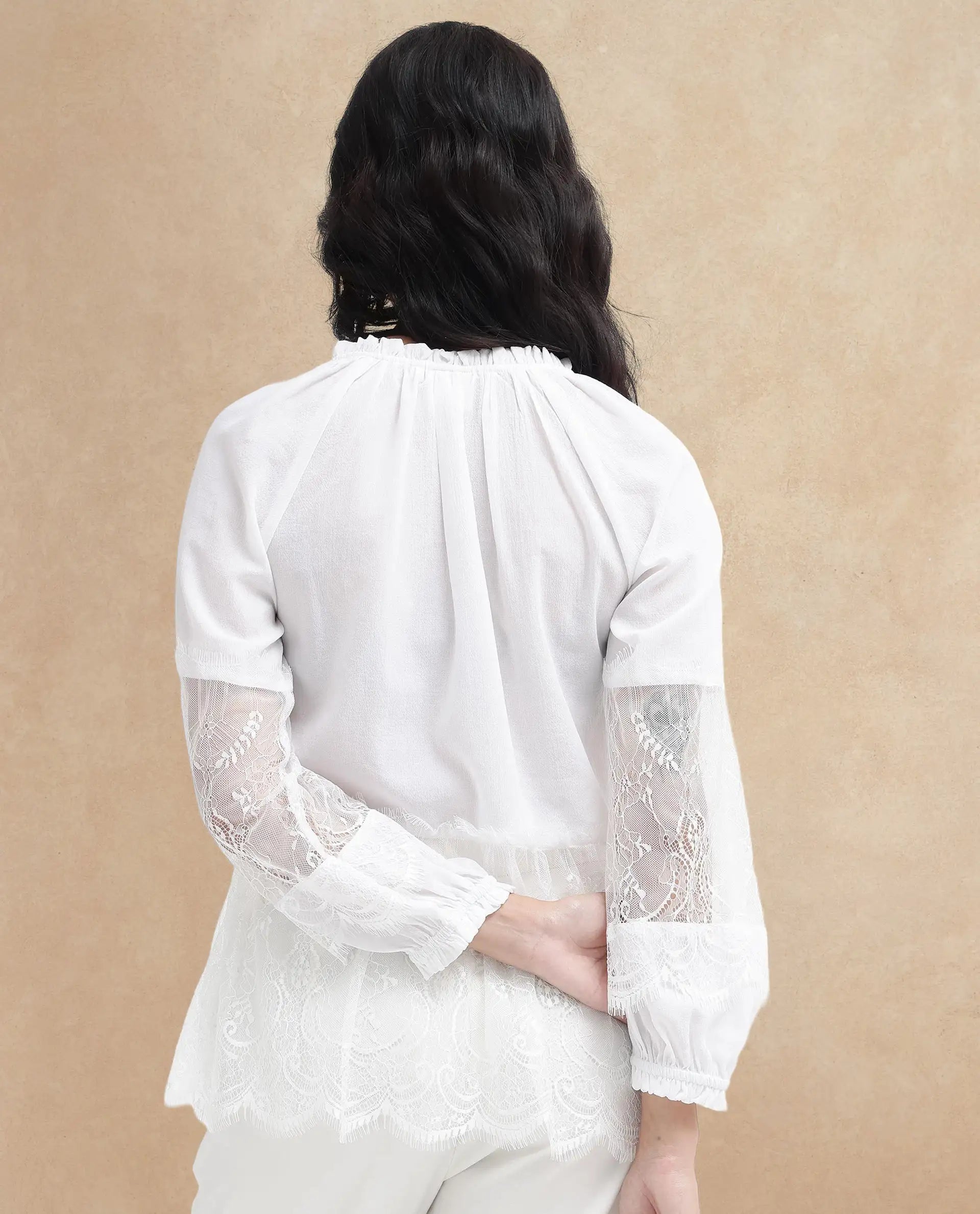 Rareism Womens Florida White Top Full Sleeve Solid