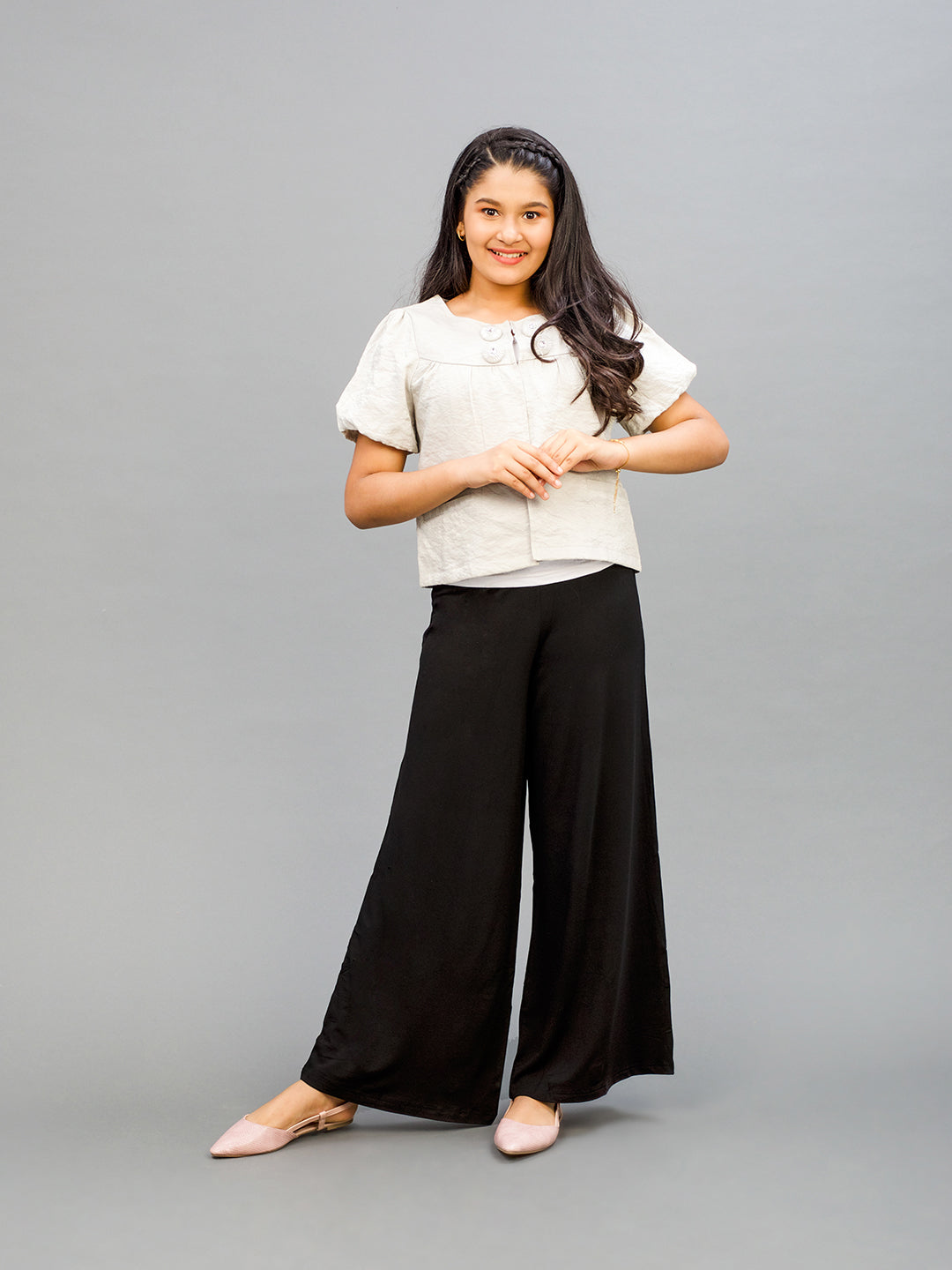 Medium Coral Viscose Stretch Knit Palazzo