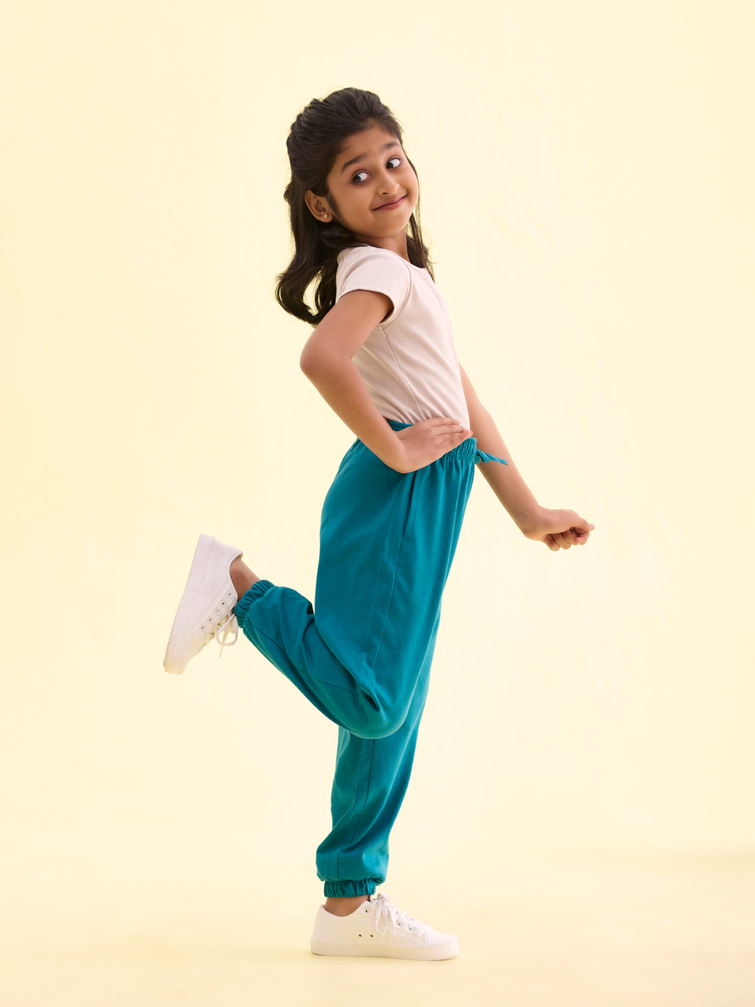 Peacock Green Cotton Joggers