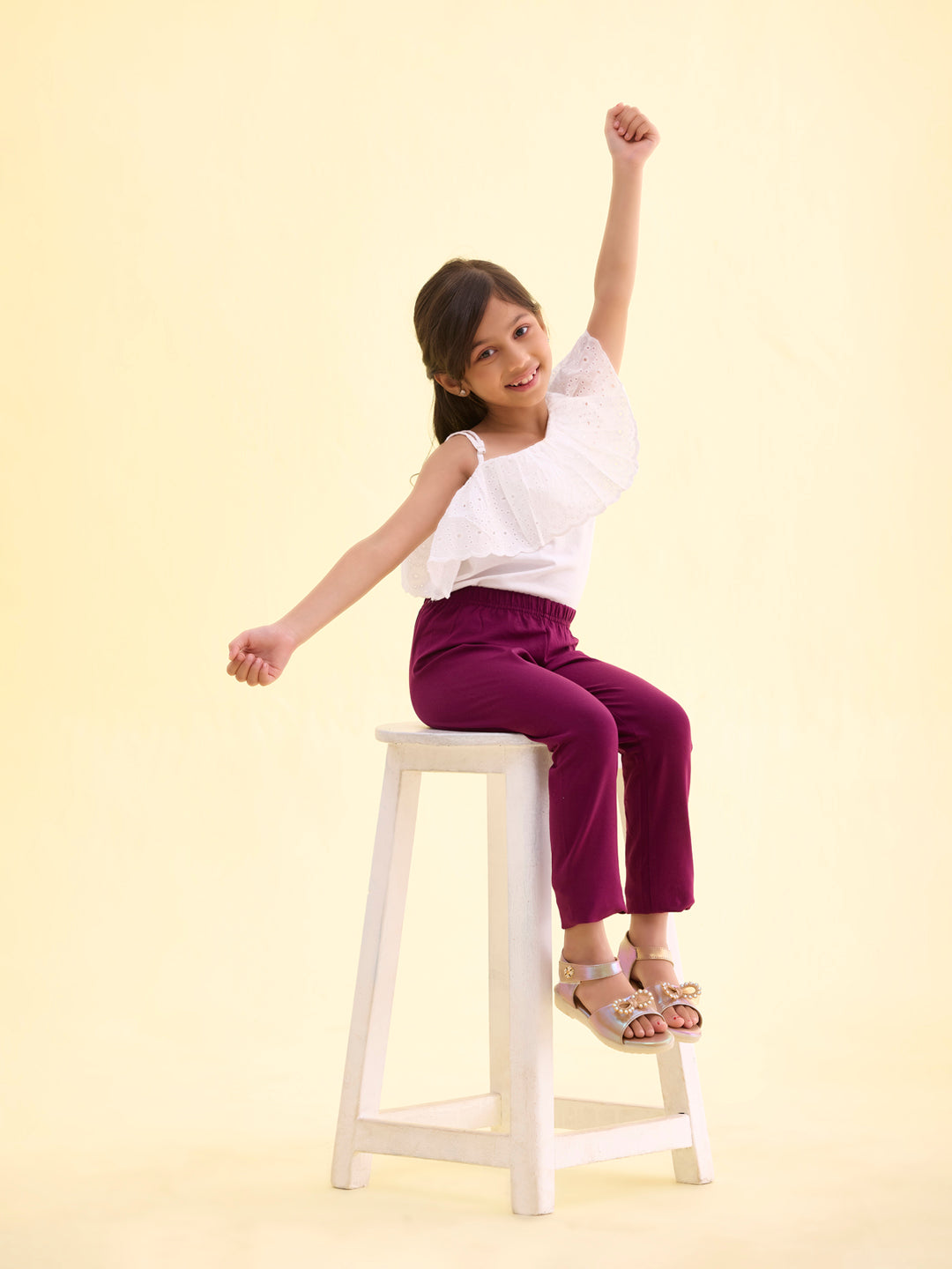 Plum Cotton Stretch  Ankle Length Leggings