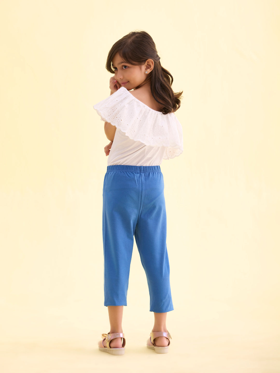 Light Jean Cotton Stretch  Cropped Leggings