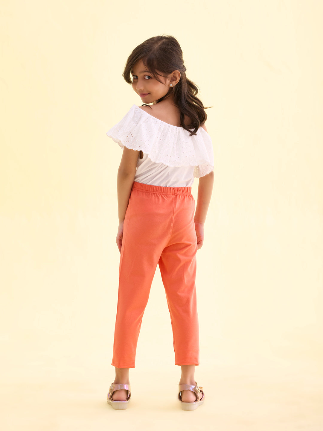Light Coral Cotton Stretch  Cropped Leggings