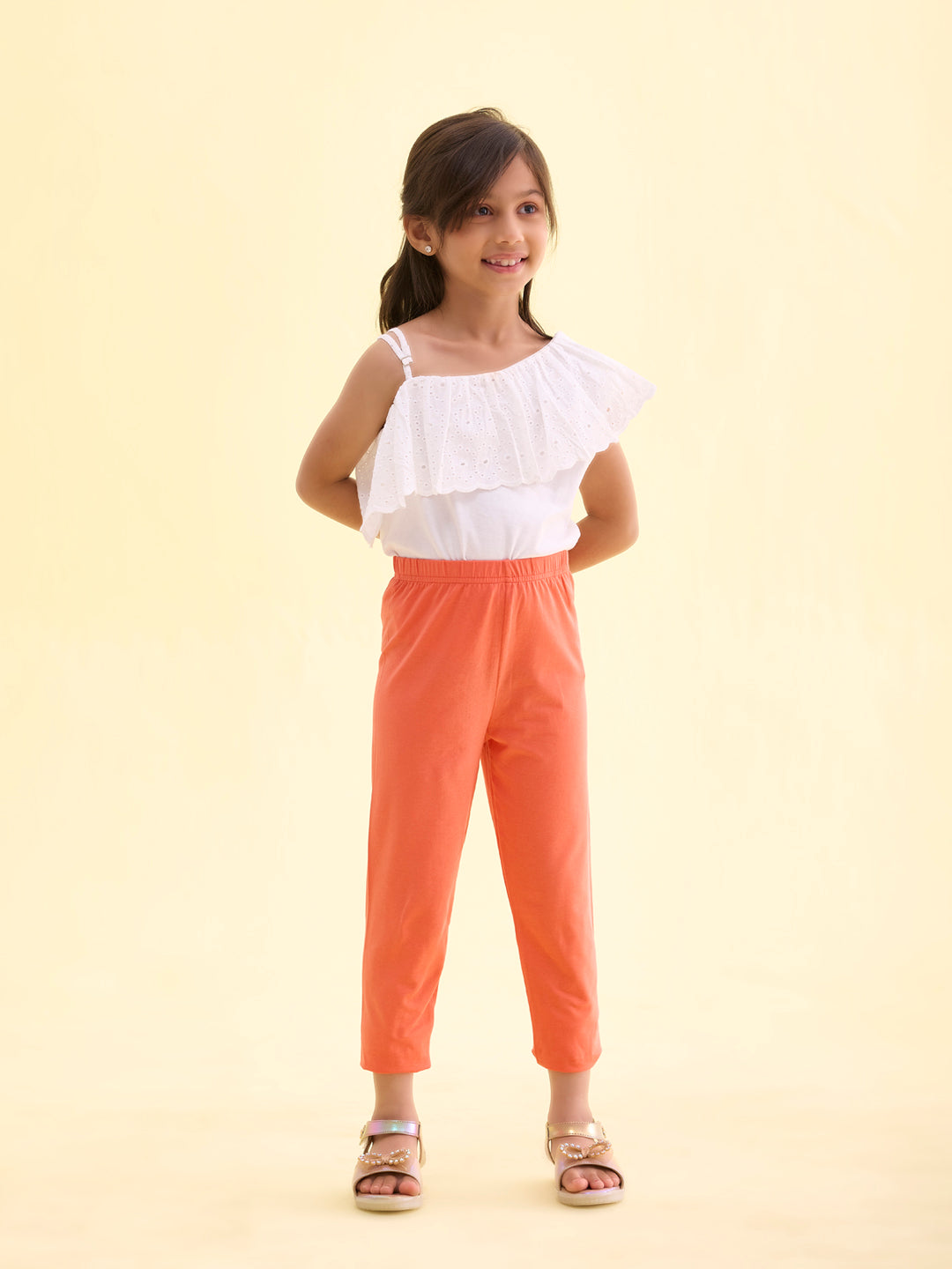 Light Coral Cotton Stretch  Cropped Leggings