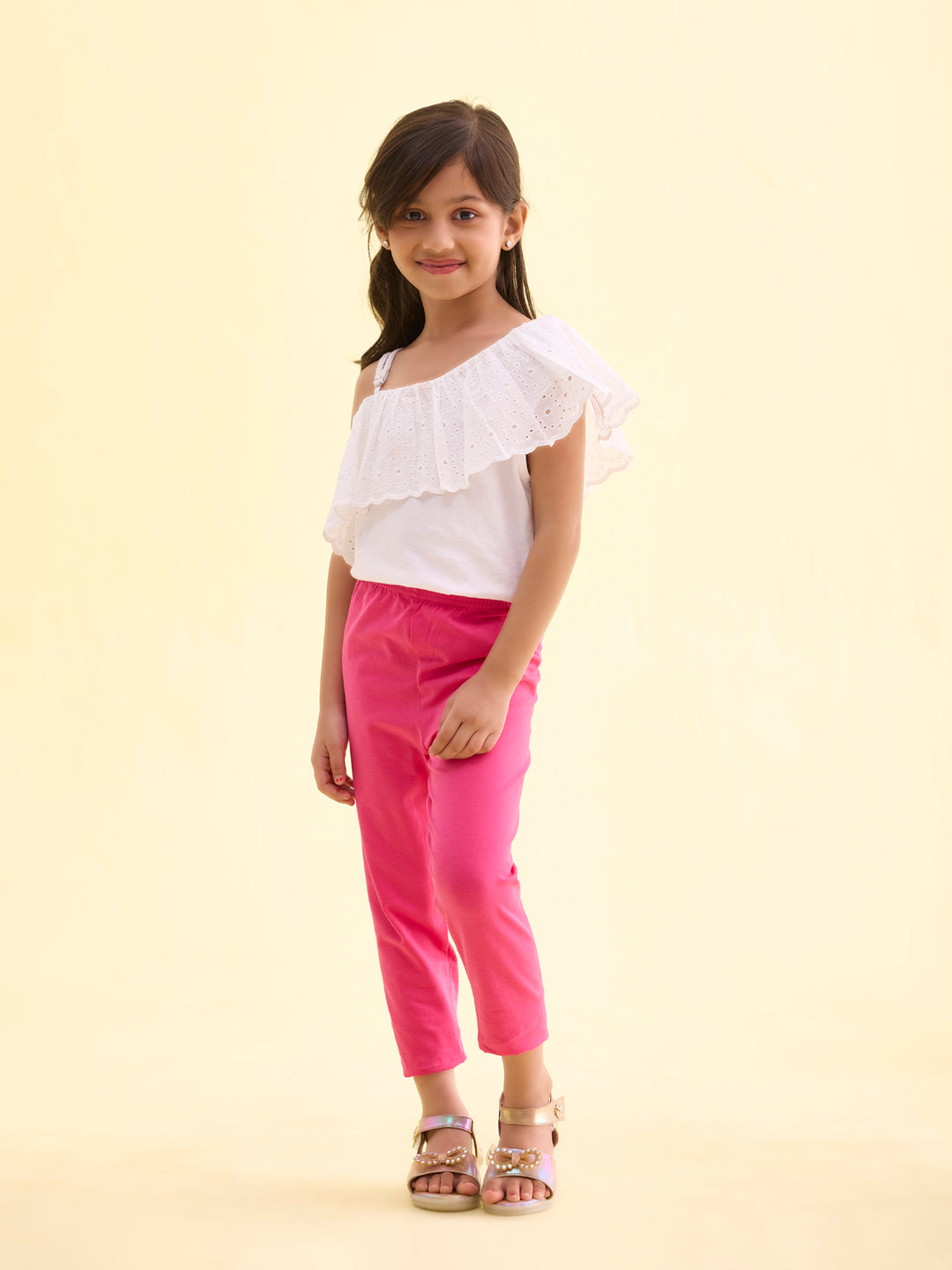 Light Rose Cotton Stretch  Cropped Leggings
