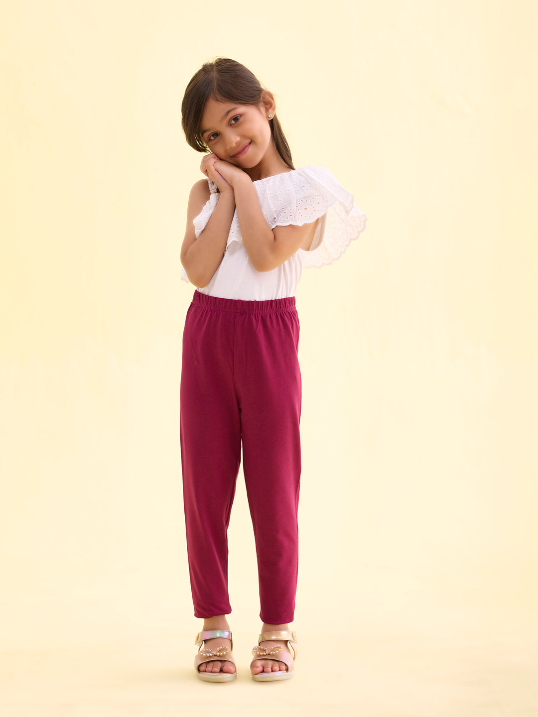Medium Violet Cotton Stretch  Cropped Leggings