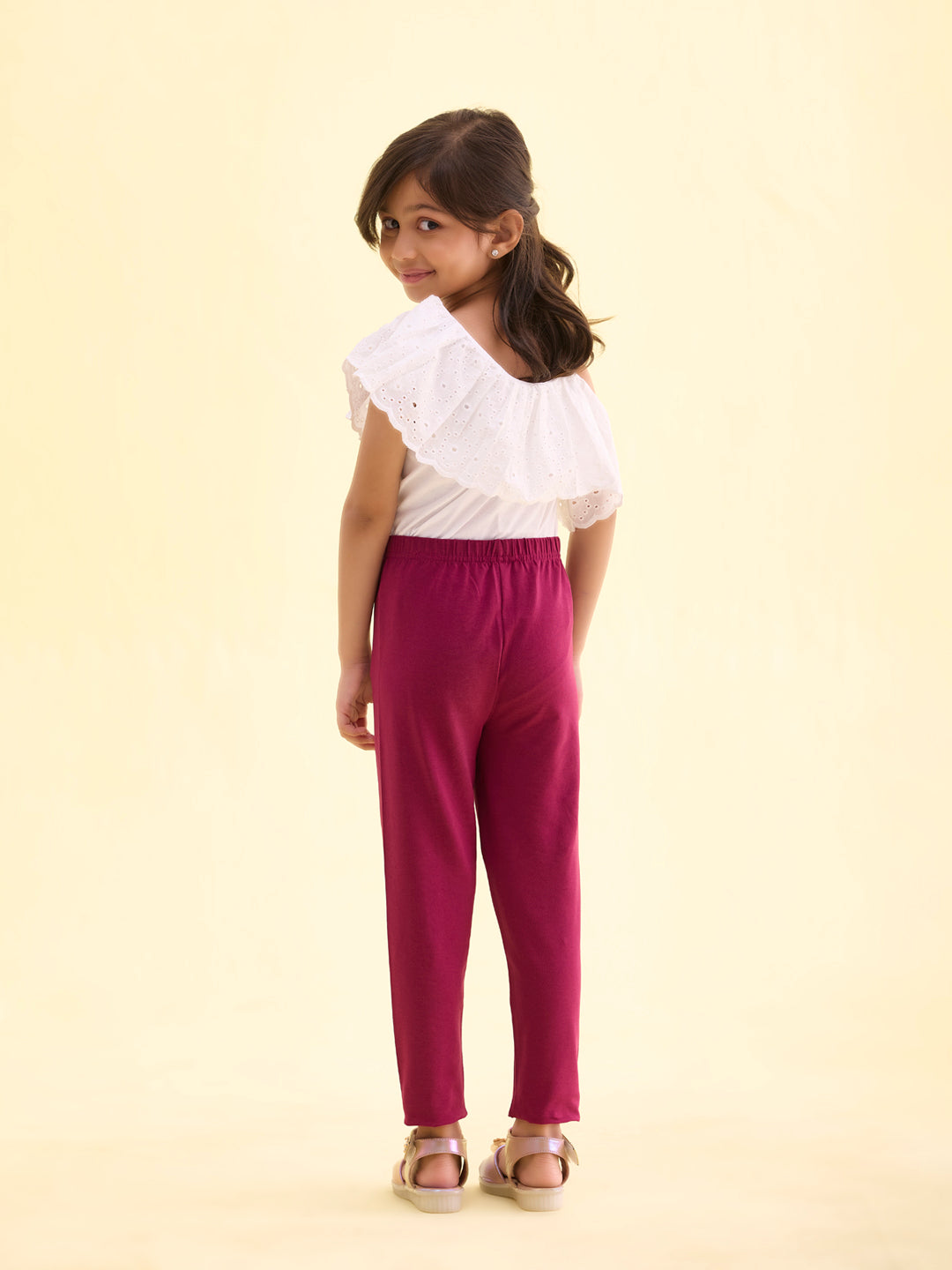 Medium Violet Cotton Stretch  Cropped Leggings
