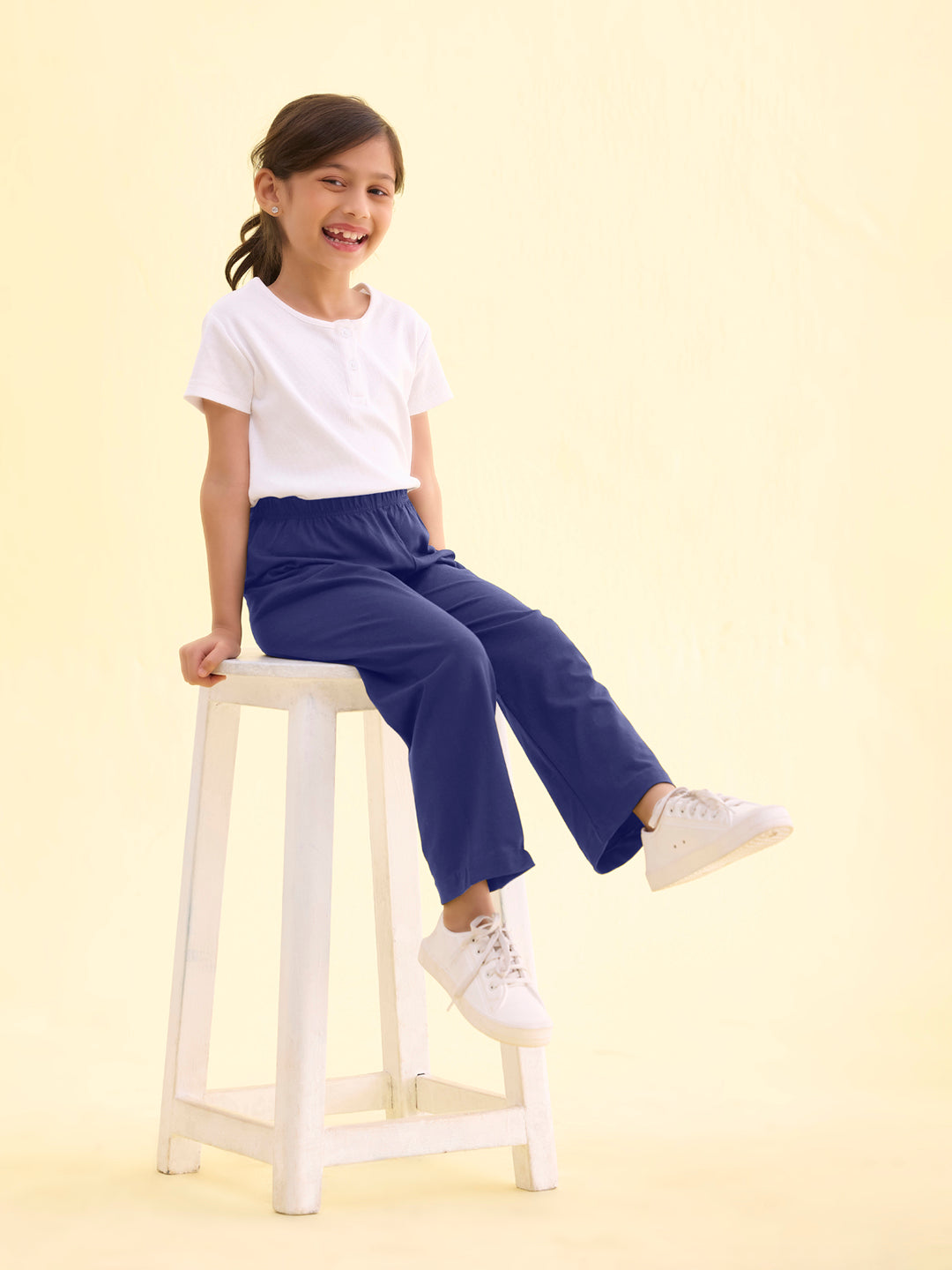 Navy Cotton Stretch  Cropped Leggings