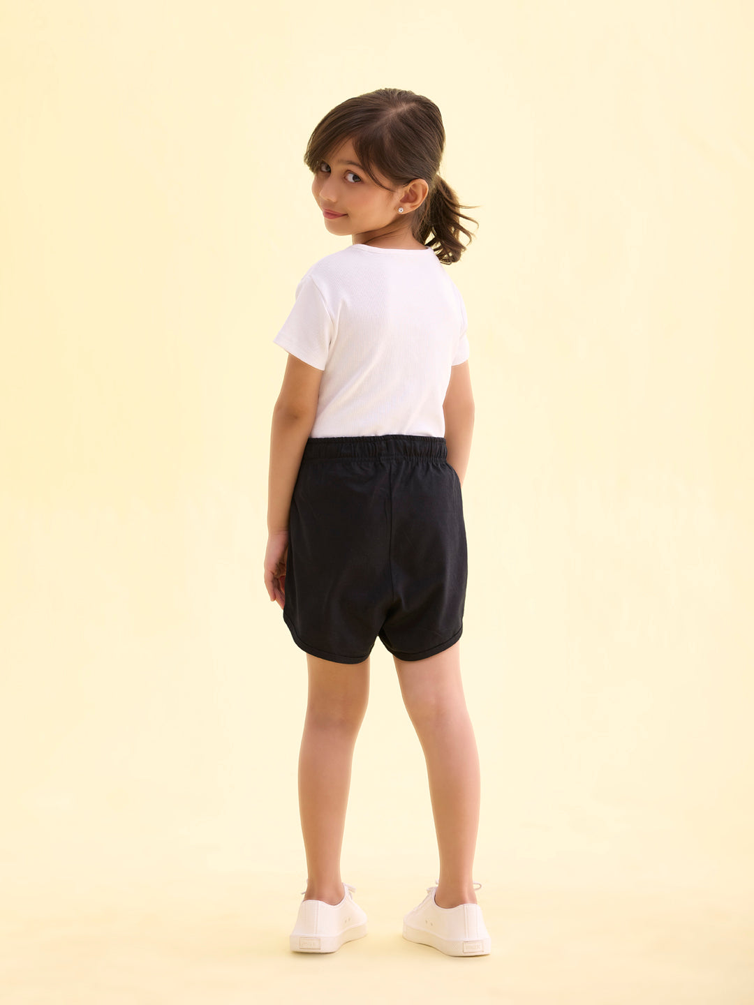 Black Cotton Knit Shorts