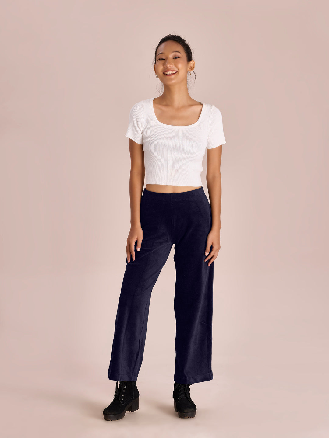 Navy Corduroy Wide Pants