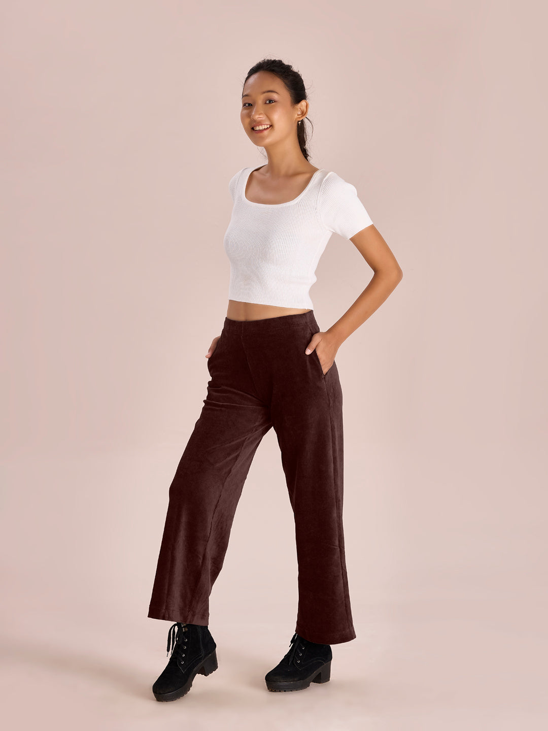 Dark Wine Corduroy Wide Pants