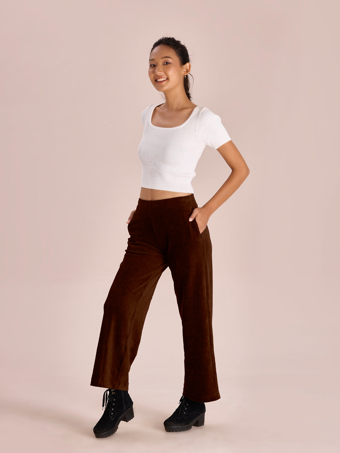 Dark Brown Corduroy Wide Pants