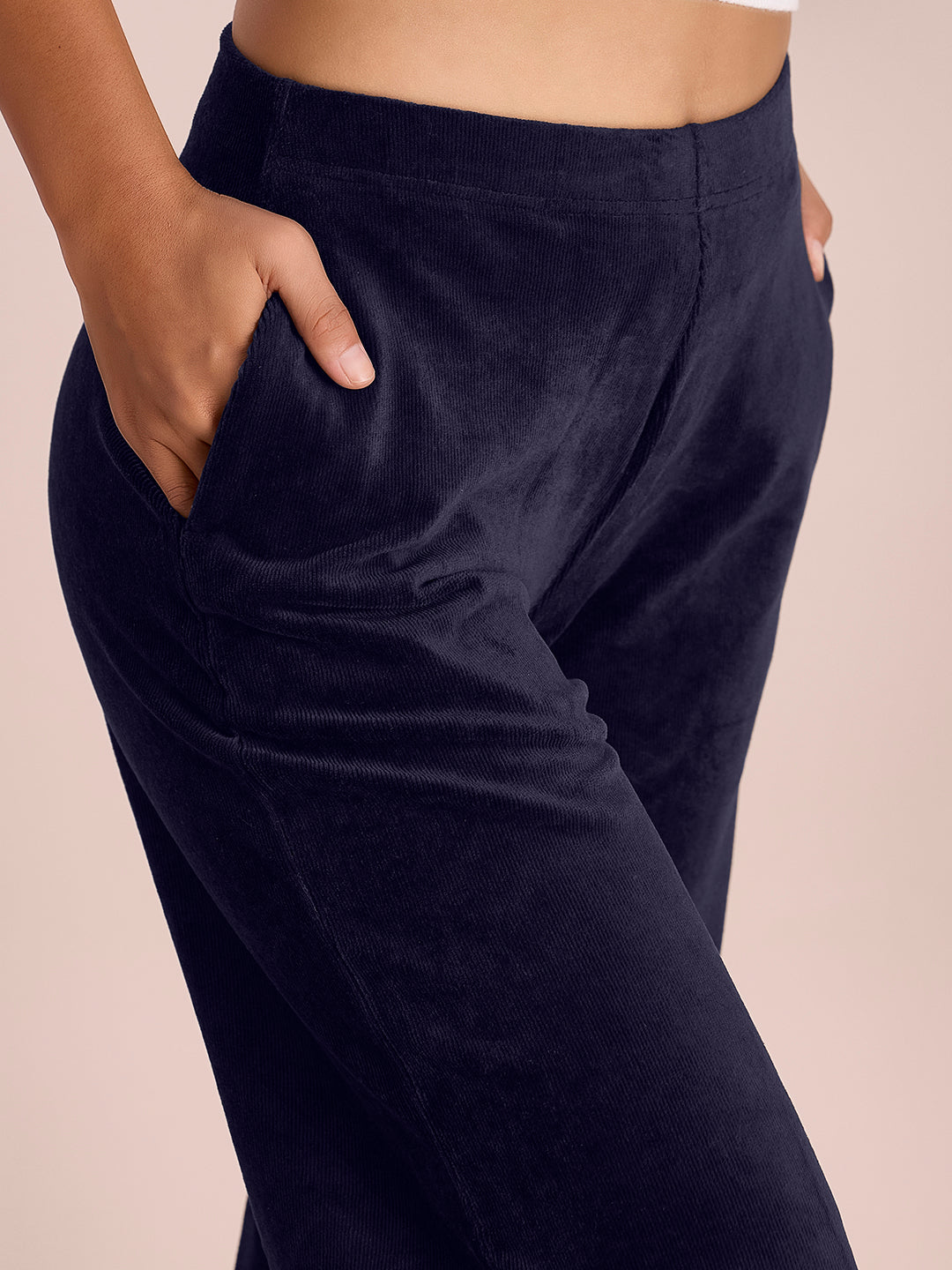 Navy Corduroy Wide Pants