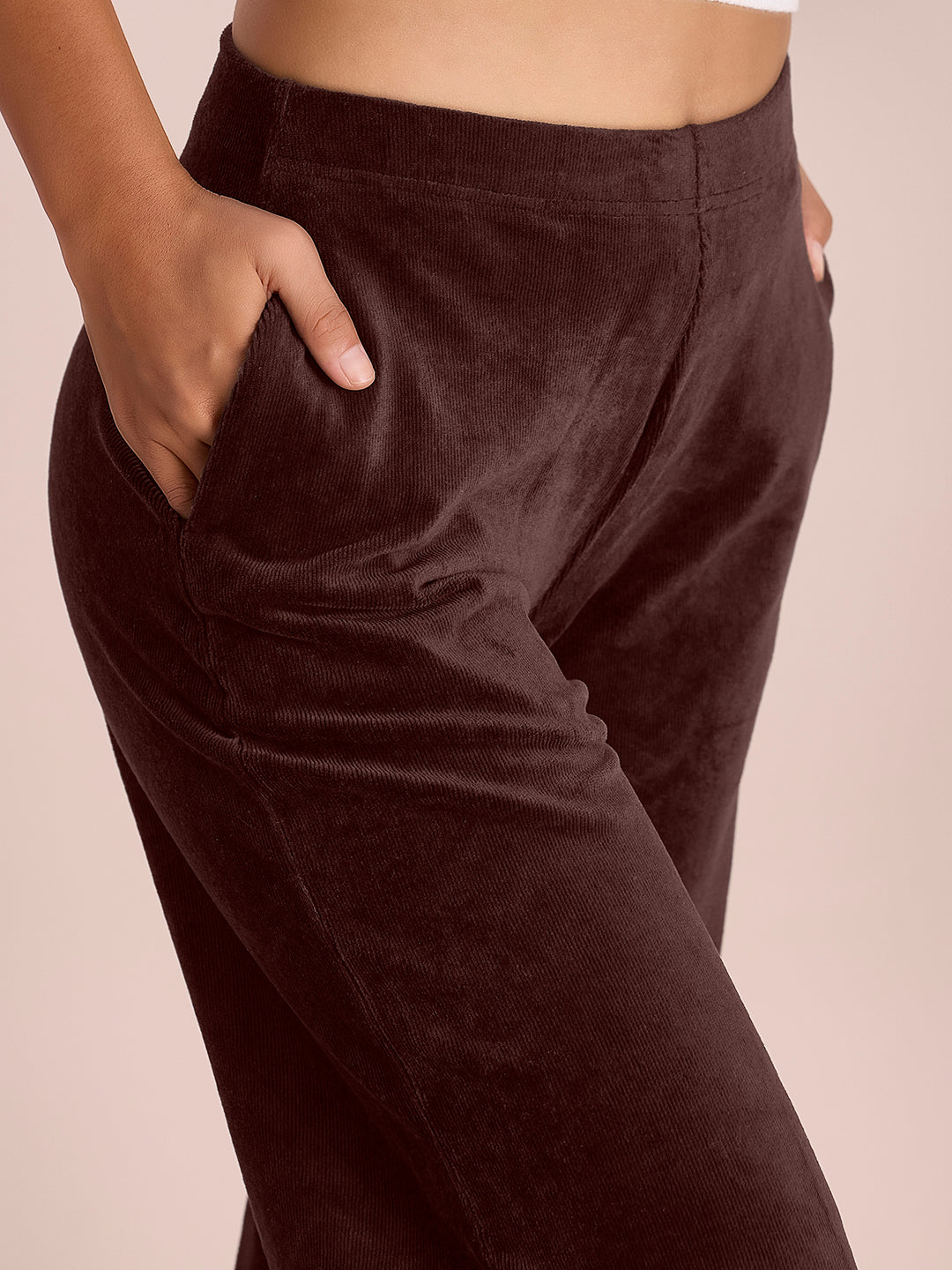 Dark Wine Corduroy Wide Pants