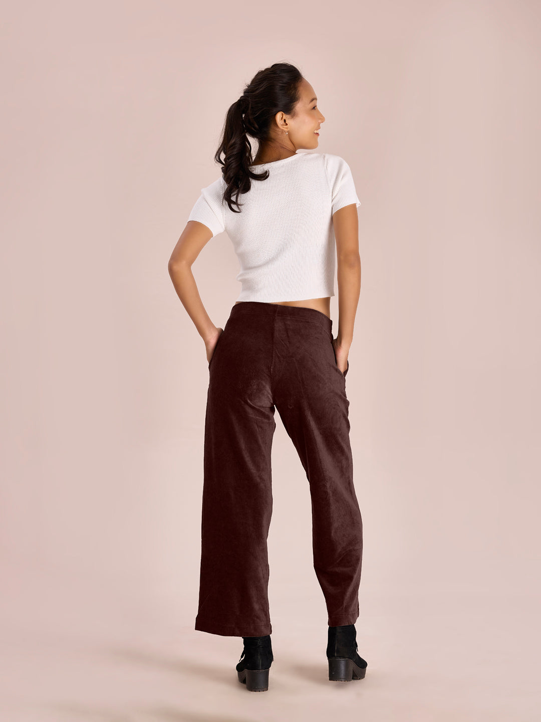 Dark Wine Corduroy Wide Pants