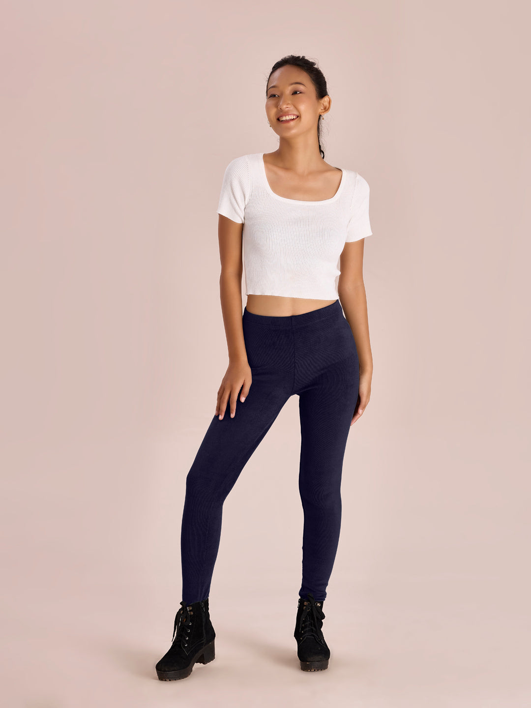 Navy Velour Ultra Warm Leggings