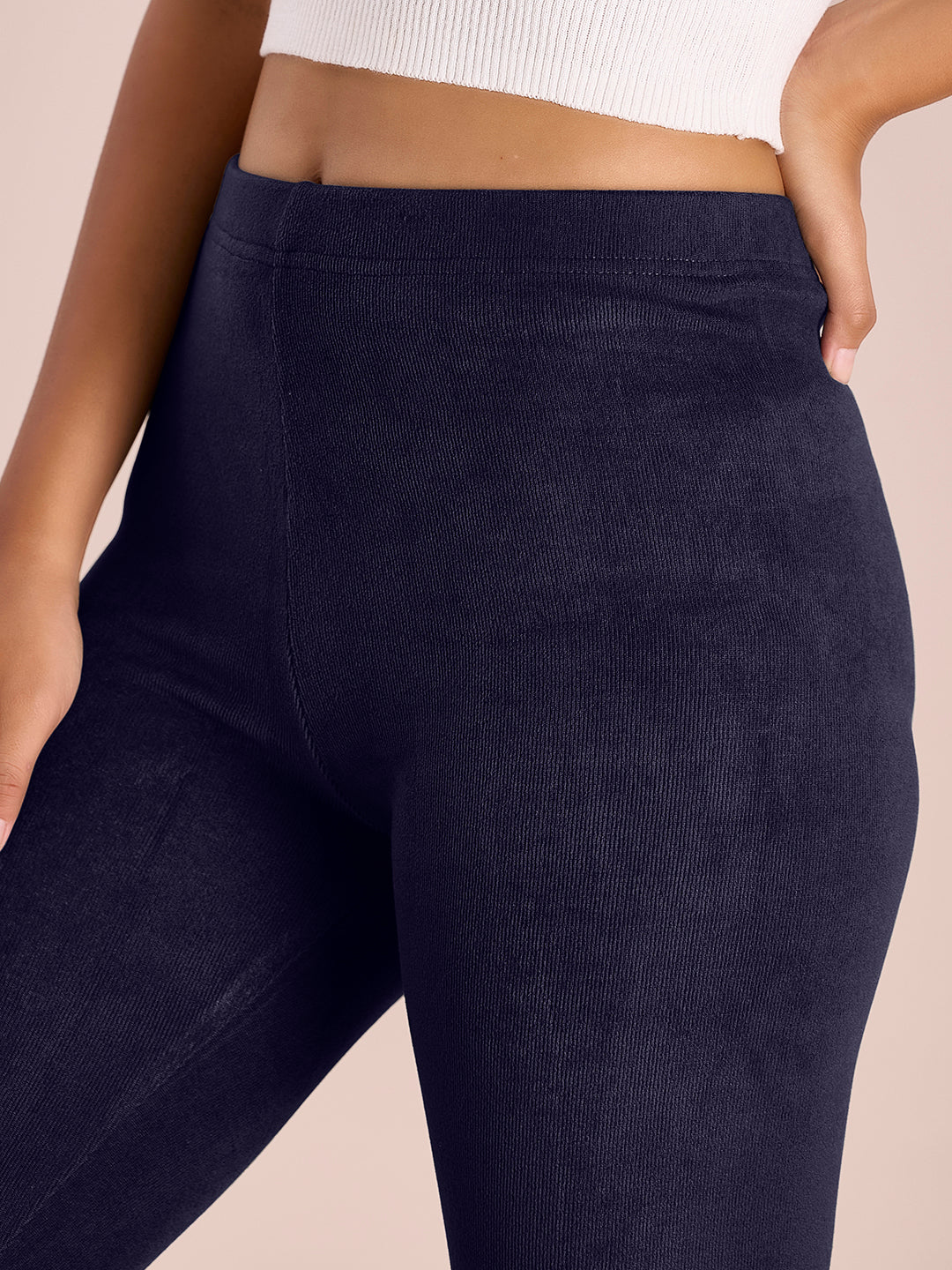 Navy Velour Ultra Warm Leggings