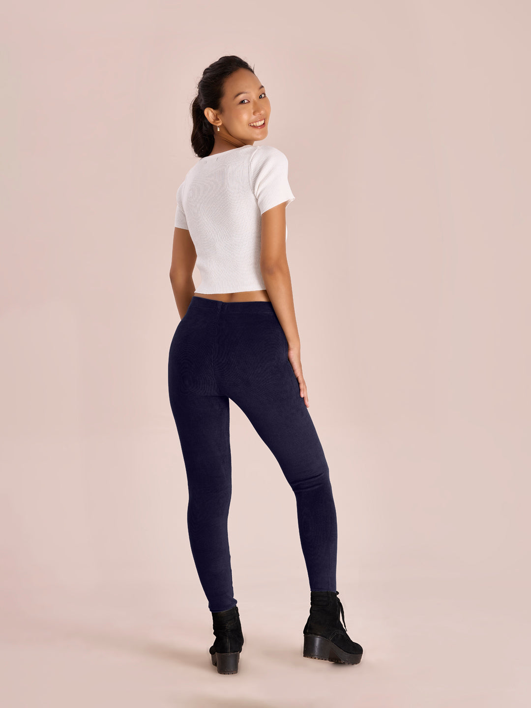 Navy Velour Ultra Warm Leggings