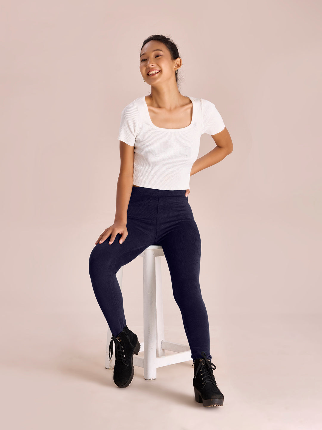 Navy Velour Ultra Warm Leggings