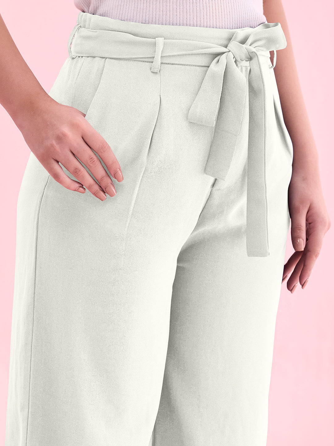 Cream Viscose Poly Stretch Smart Fit Pant