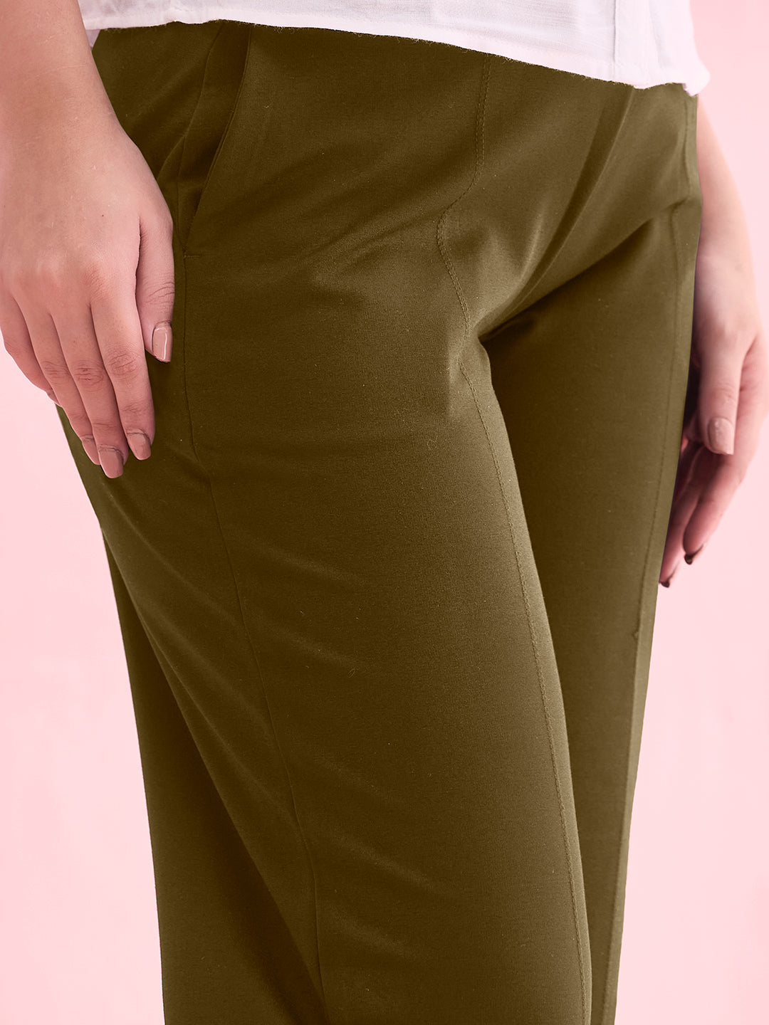 Olive Green Roma Ponte Wide Pants