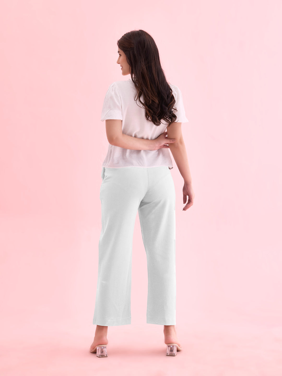 White Roma Ponte Wide Pants