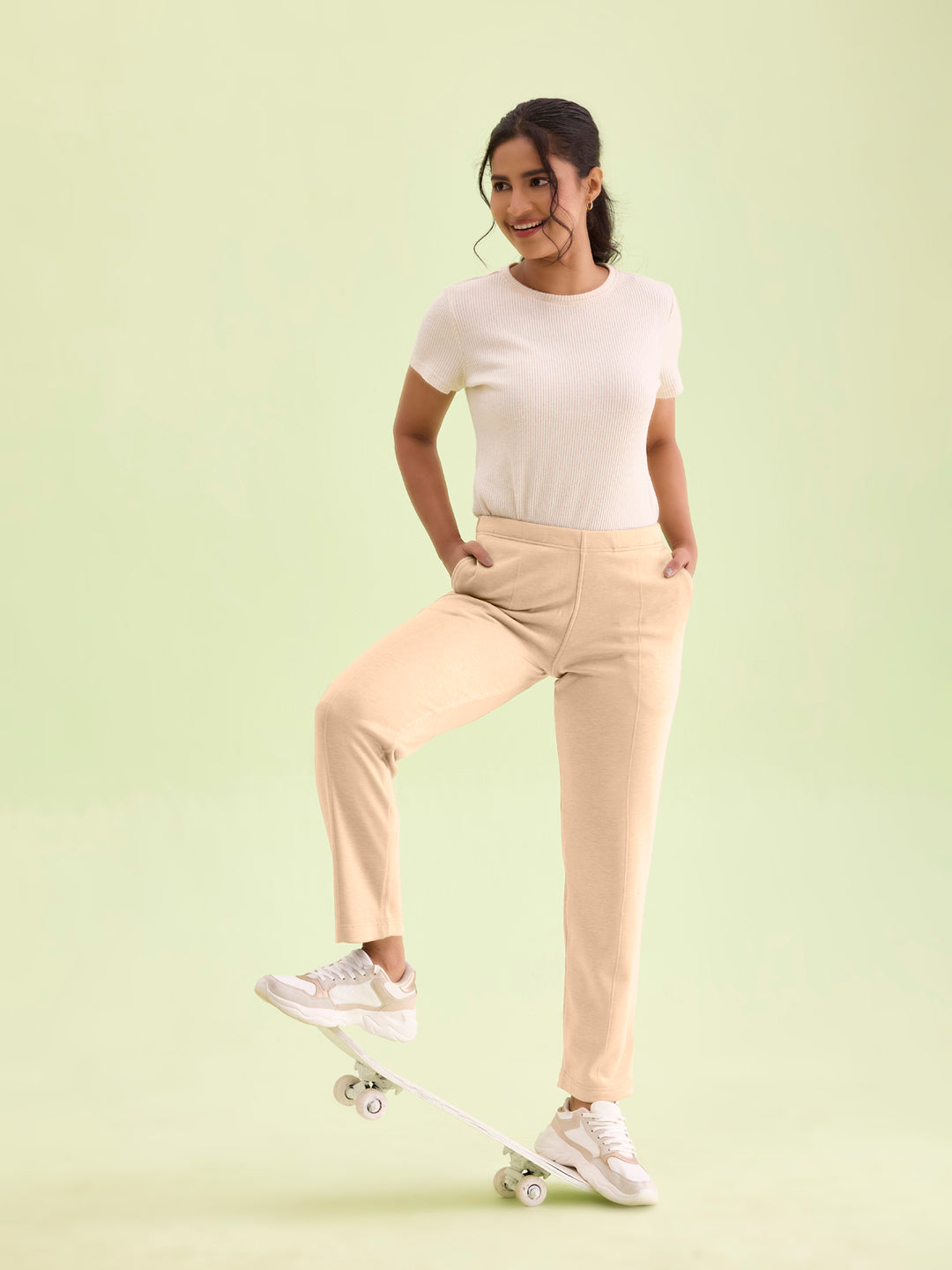 Light Beige Fleece Ultra Warm Kurti Pant