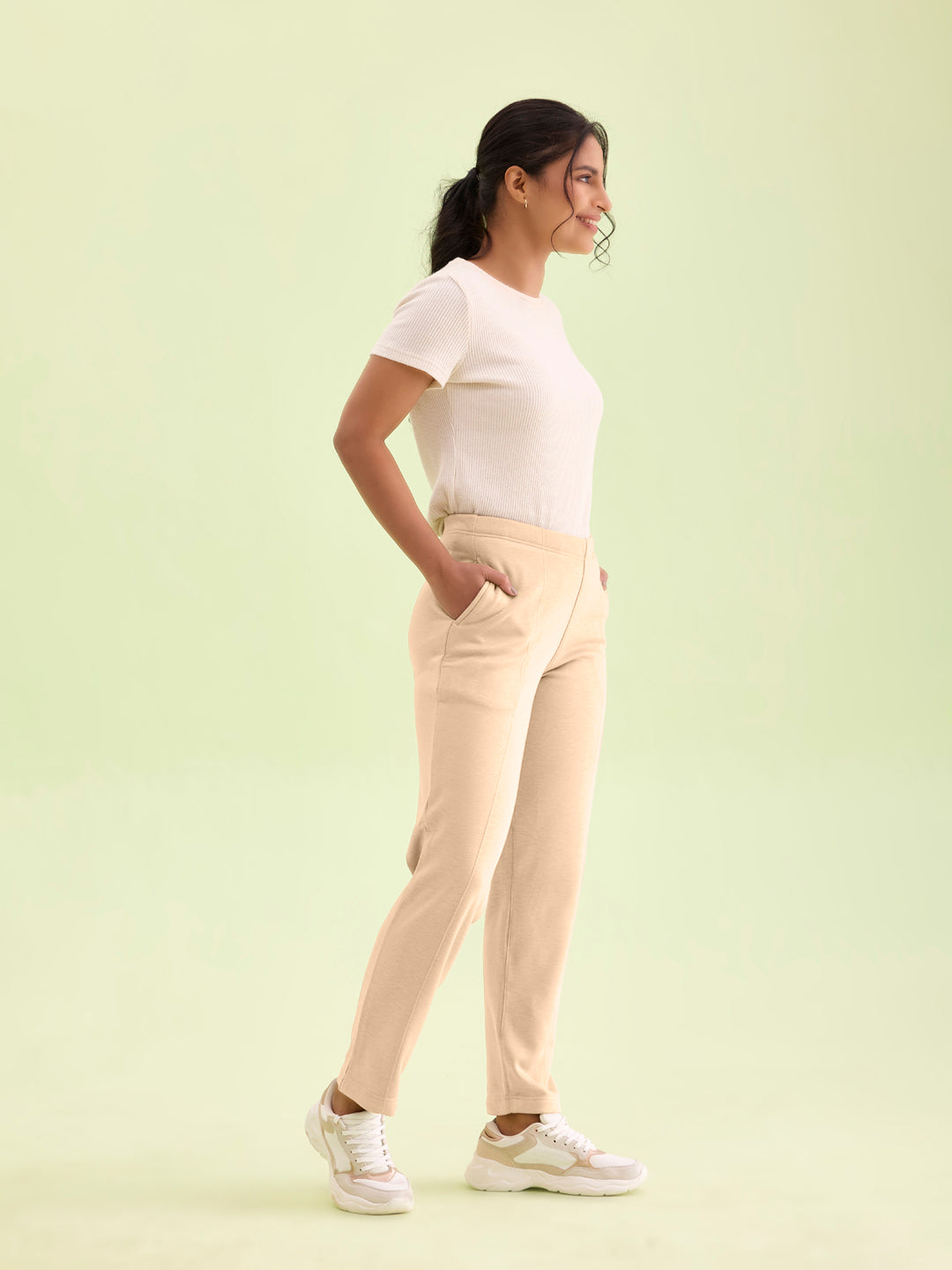 Light Beige Fleece Ultra Warm Kurti Pant