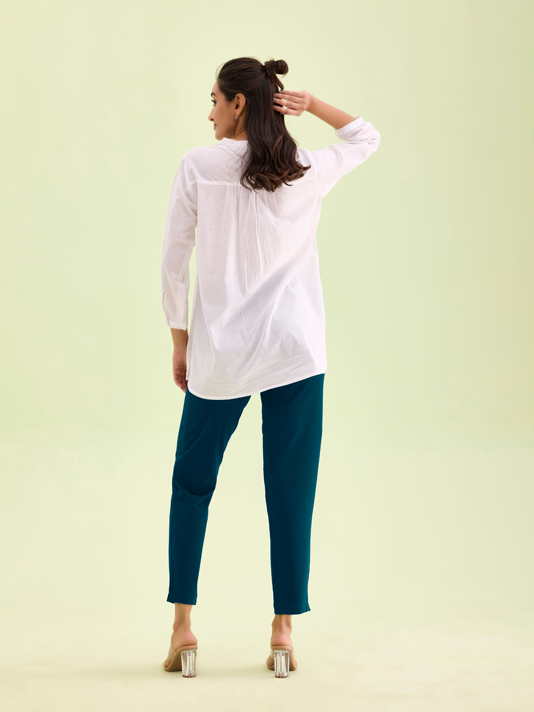 Turquoise Blue Cotton Stretch Kurti Pants