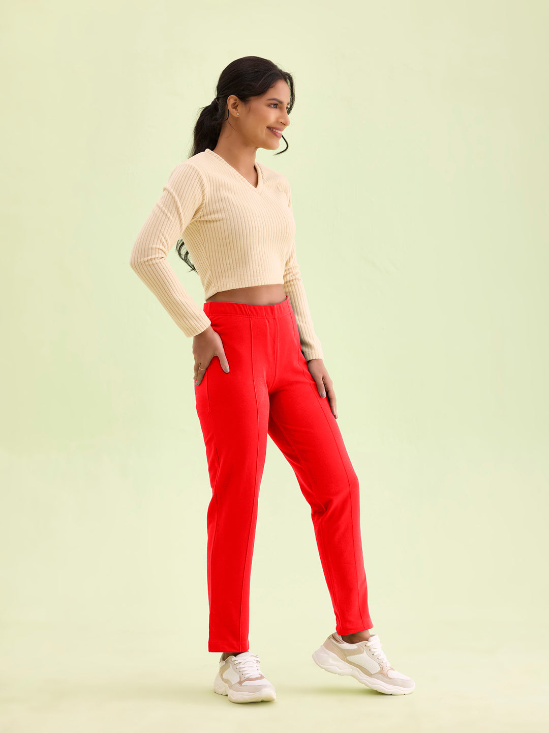 Dark Red Fleece Warm Kurti Pants