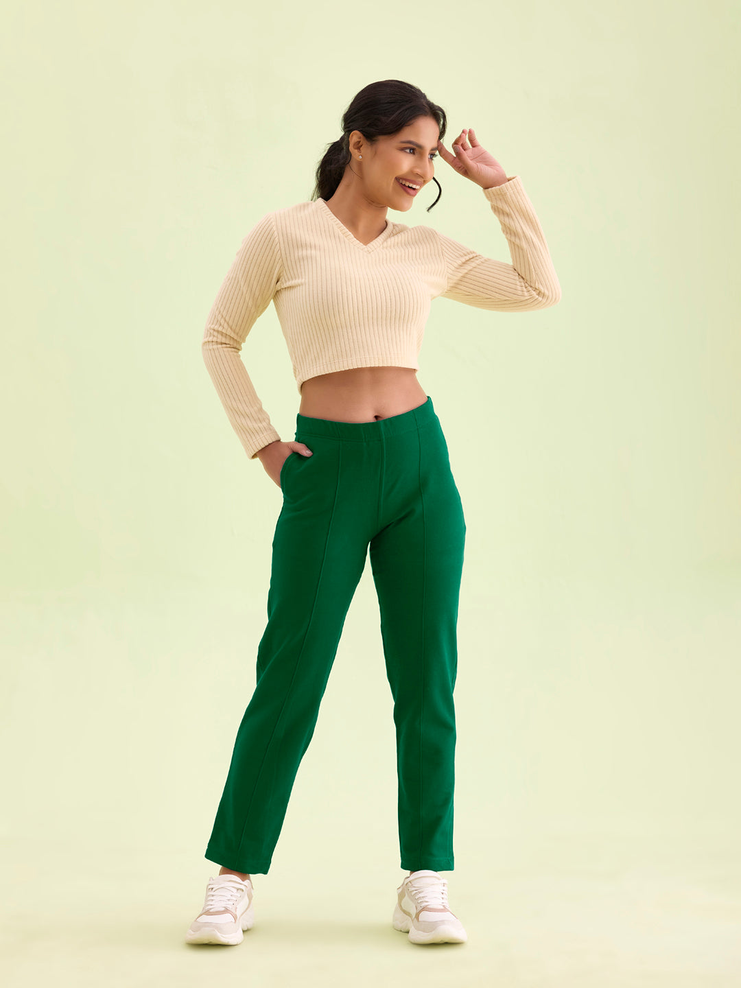 Bottle Green Fleece Warm Kurti Pants