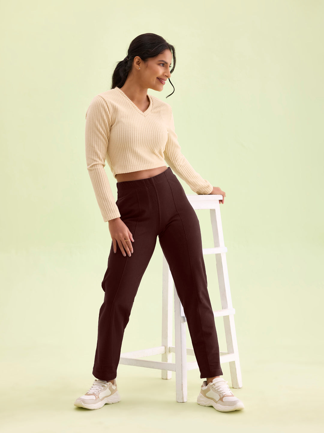 Dark Wine Fleece Warm Kurti Pants