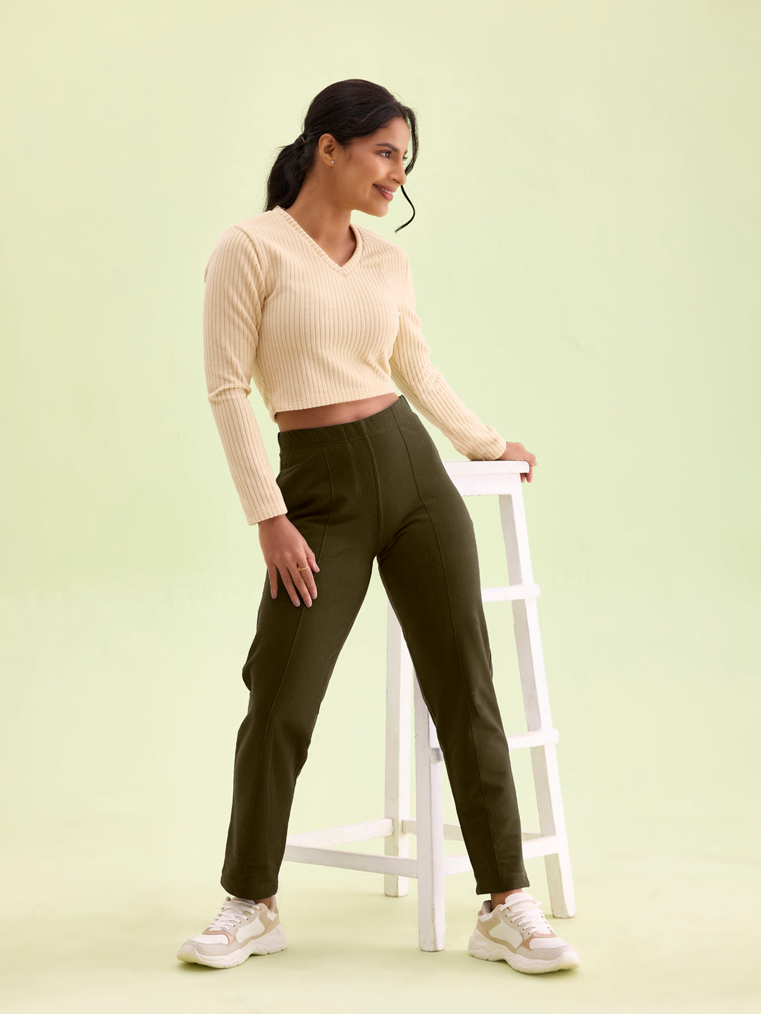 Dark Olive Fleece Warm Kurti Pants
