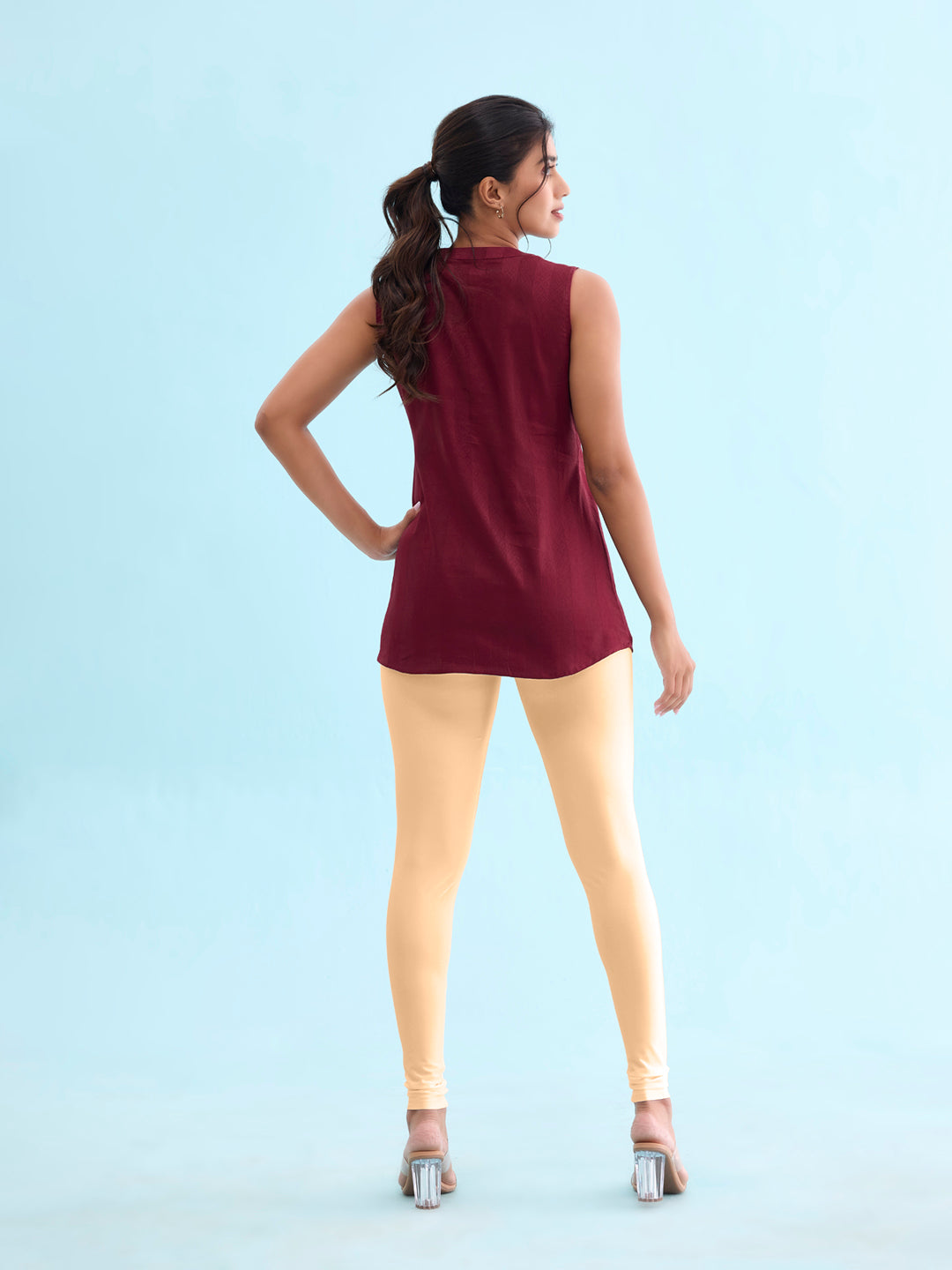 Bright Gold Nylon Stretch Shimmer Leggings