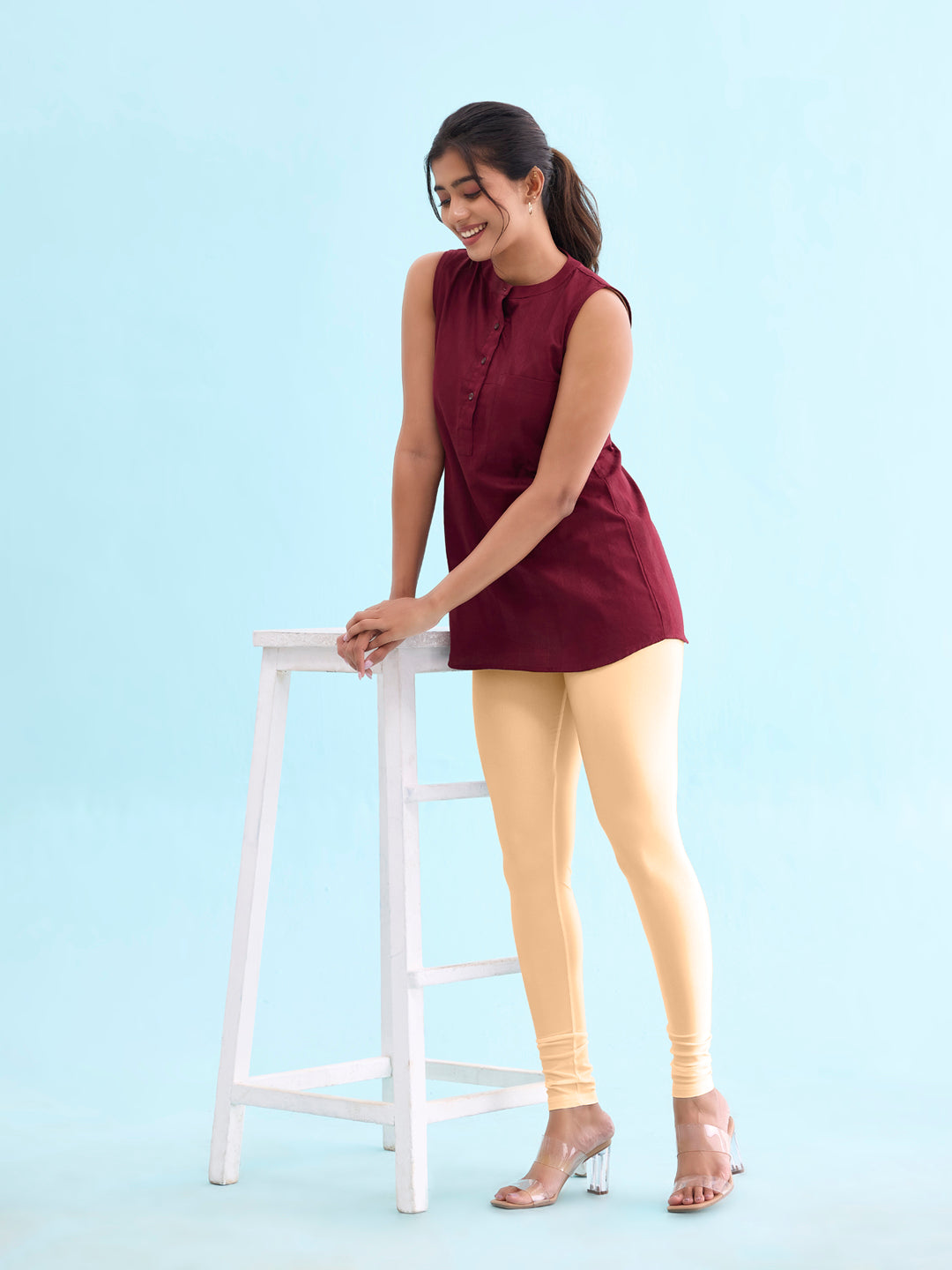 Bright Gold Nylon Stretch Shimmer Leggings