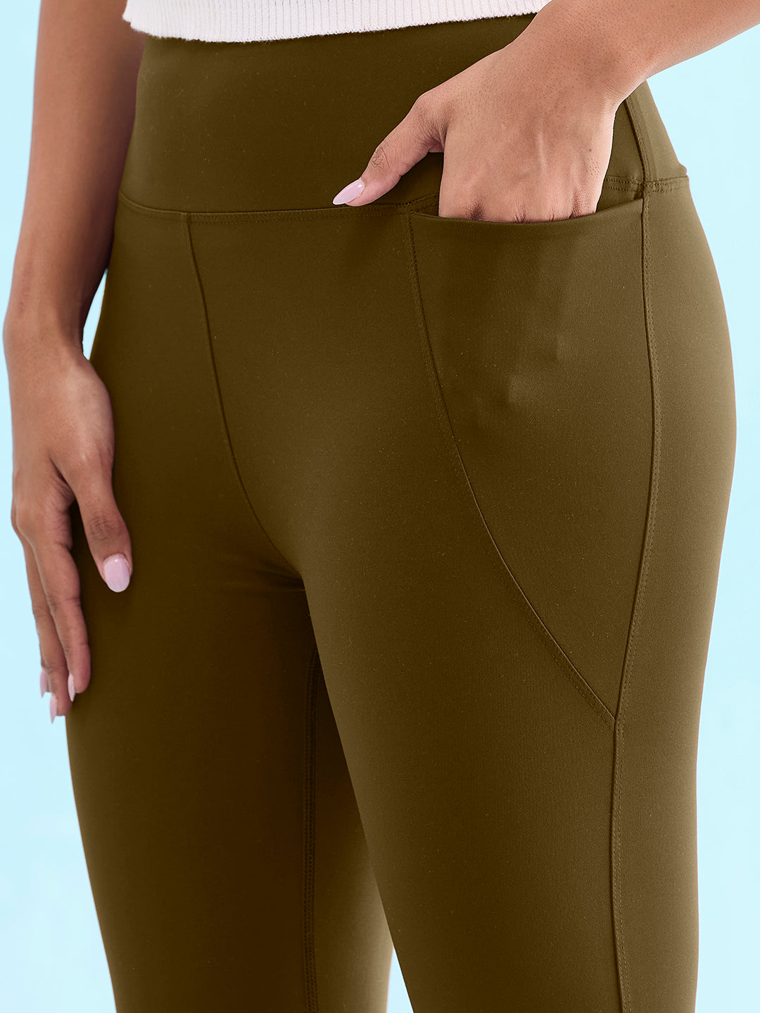 Olive Green Poly Stretch Training Capri