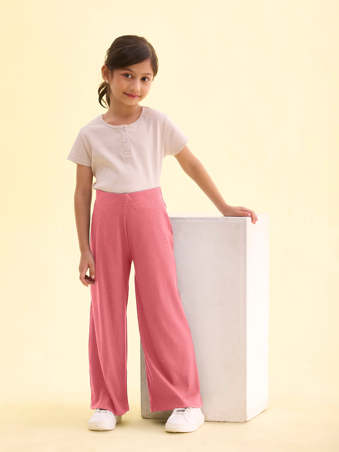 Mauve Rayon Poly Stretch Rib Palazzo