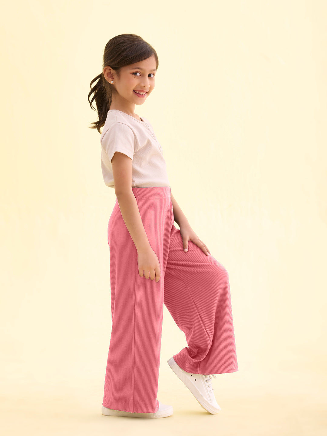 Mauve Rayon Poly Stretch Rib Palazzo