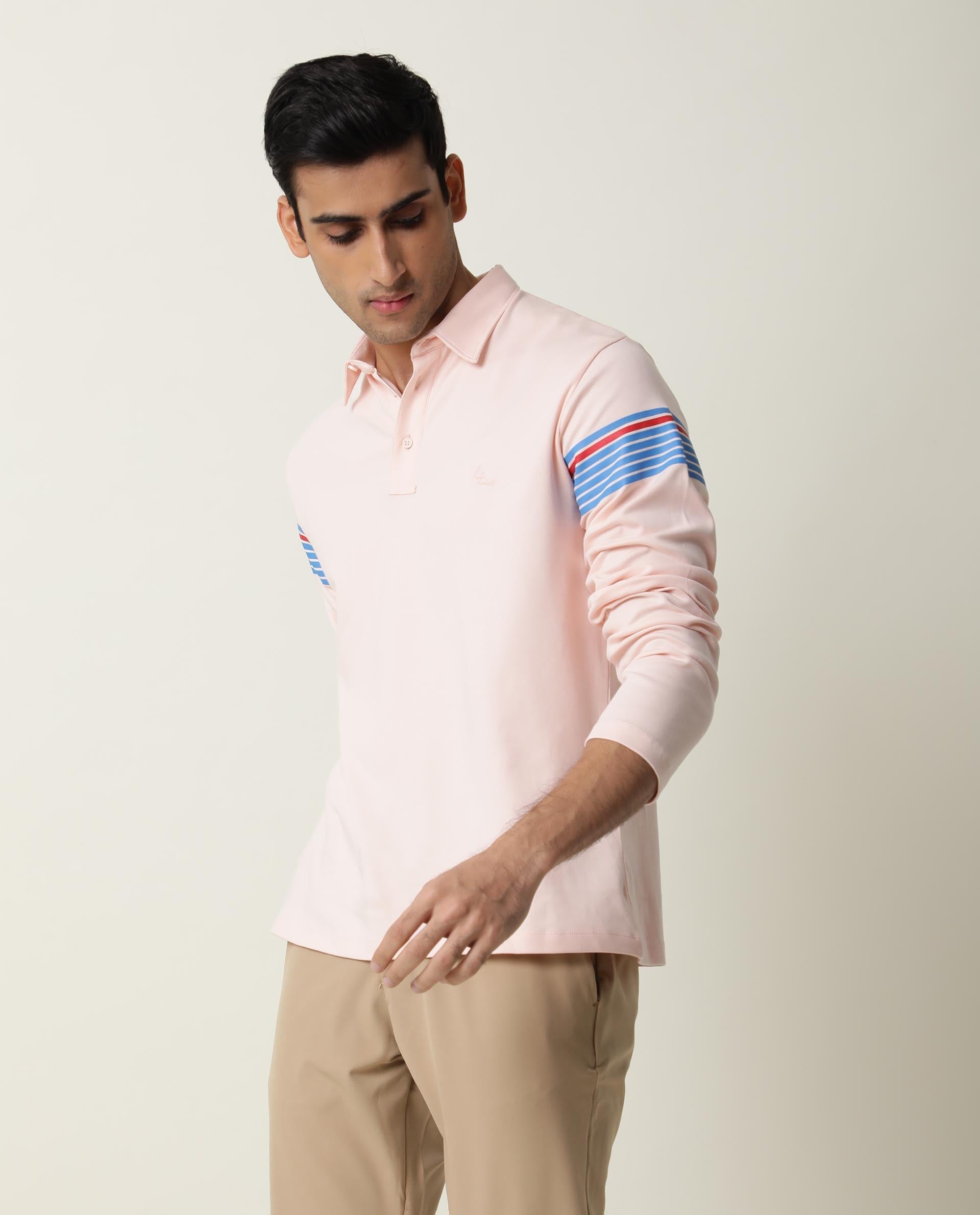 RARE RABBIT MENS LEON PINK POLO COTTON FABRIC SLIM FIT COLLAR COLLAR Short Sleeve