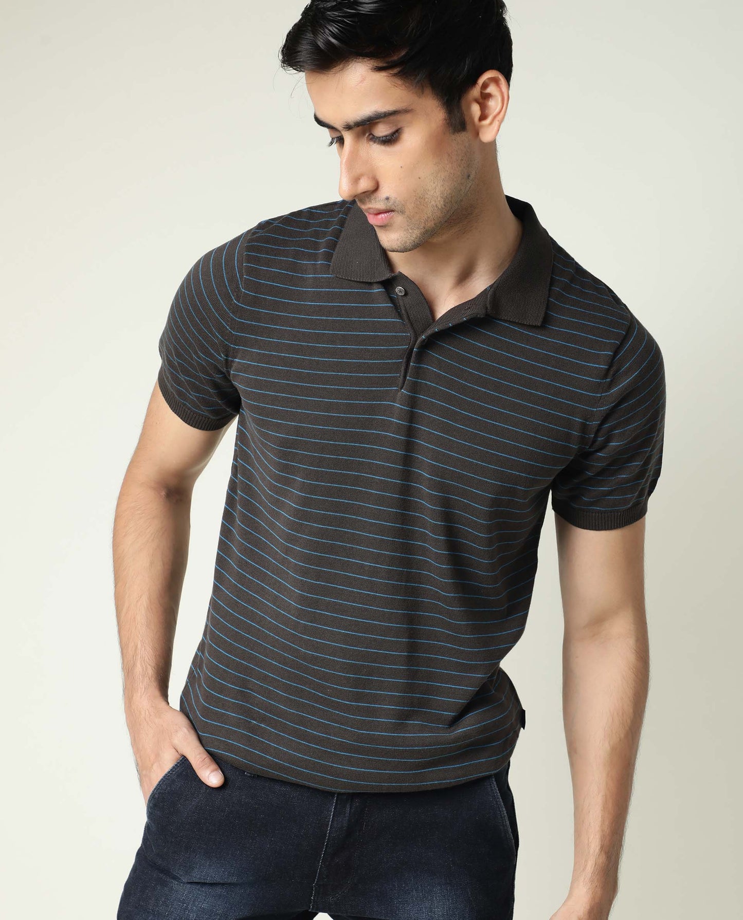 Rare Rabbit Men'S Siraz Brown Polo Cotton Fabric Short Sleeves Slim Fit