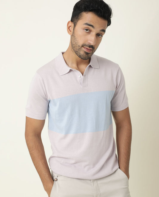 RARE RABBIT MENS ORIGIN PURPLE POLO COTTON FABRIC SLIM FIT COLLAR COLLAR Half Sleeve
