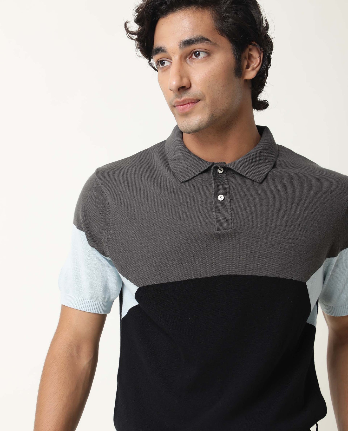 RARE RABBIT MENS TRIBLO BLACK POLO COTTON FABRIC SLIM FIT COLLAR COLLAR Half Sleeve