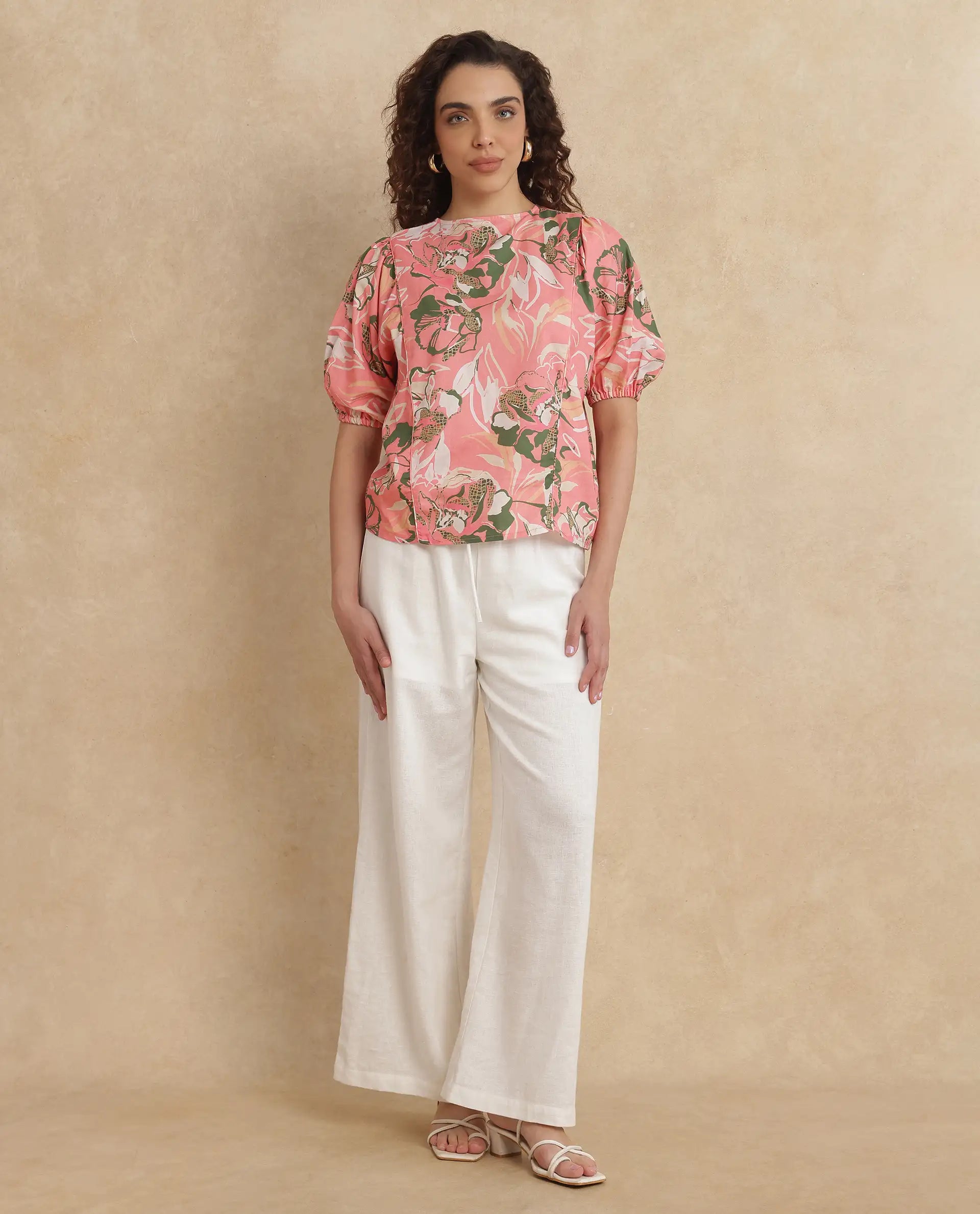 Rareism Women Hirtemis Pink Print Top