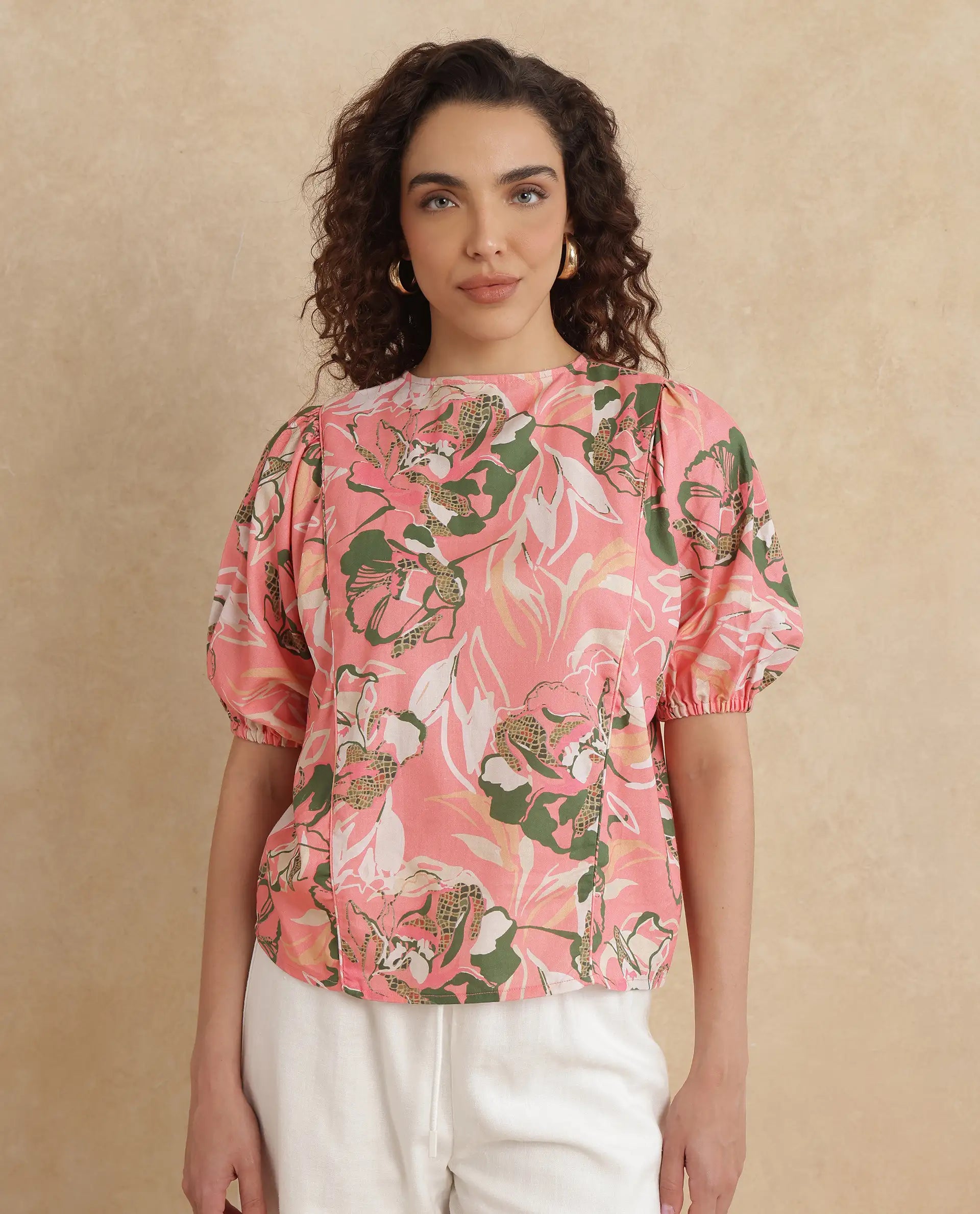 Rareism Women Hirtemis Pink Print Top