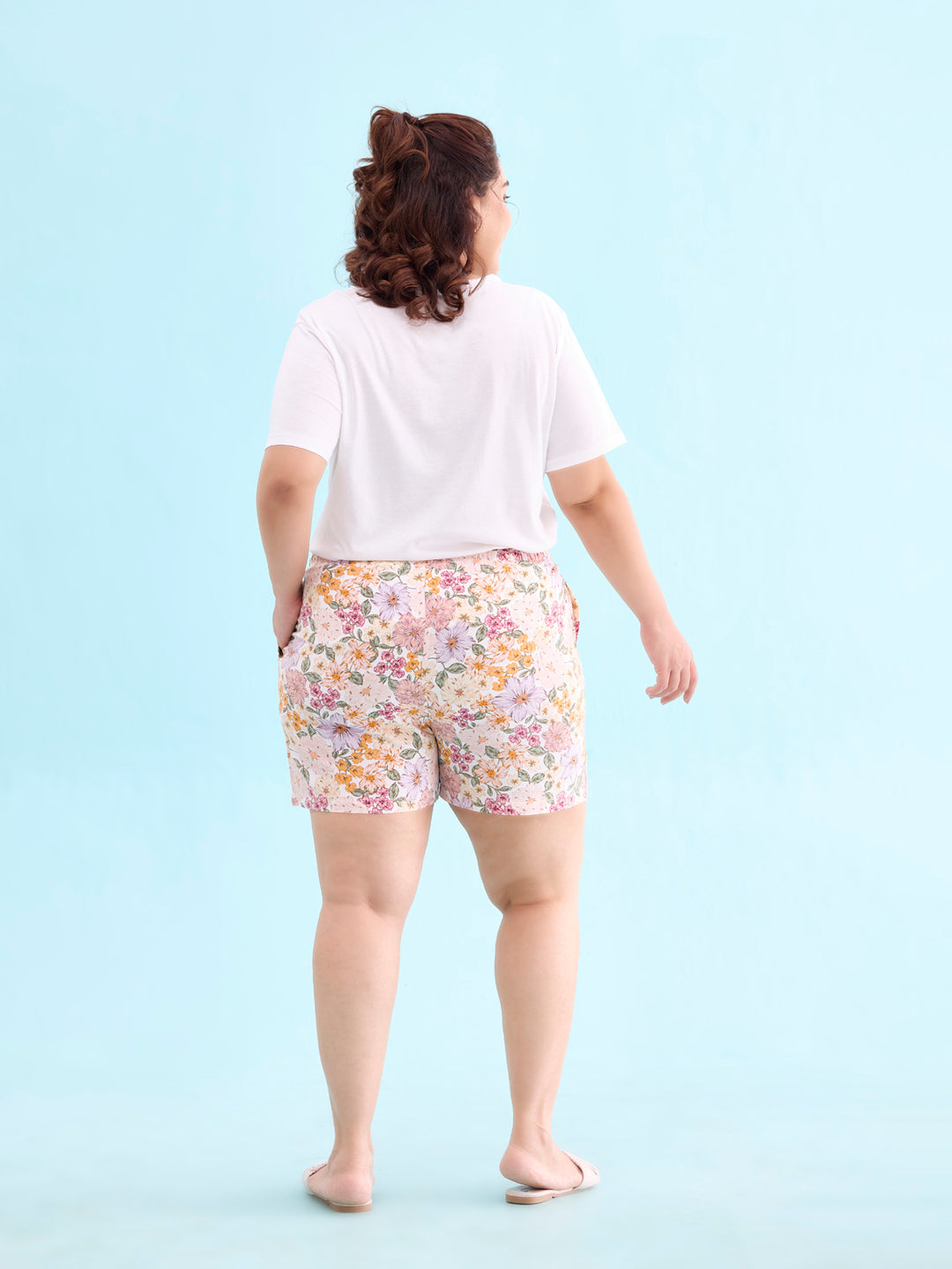 White Woven Viscose Printed Lounge Shorts