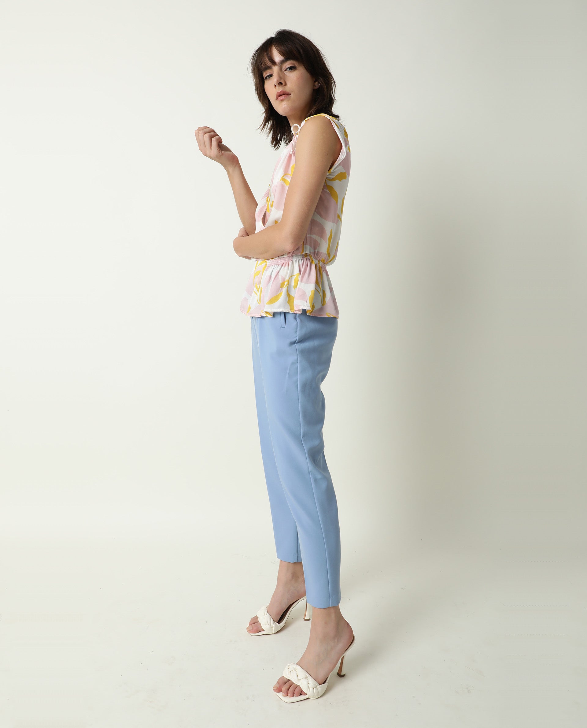 Rareism Womens Morning Pink Top Modal Fabric Regular Fit Sleeveless V Neck