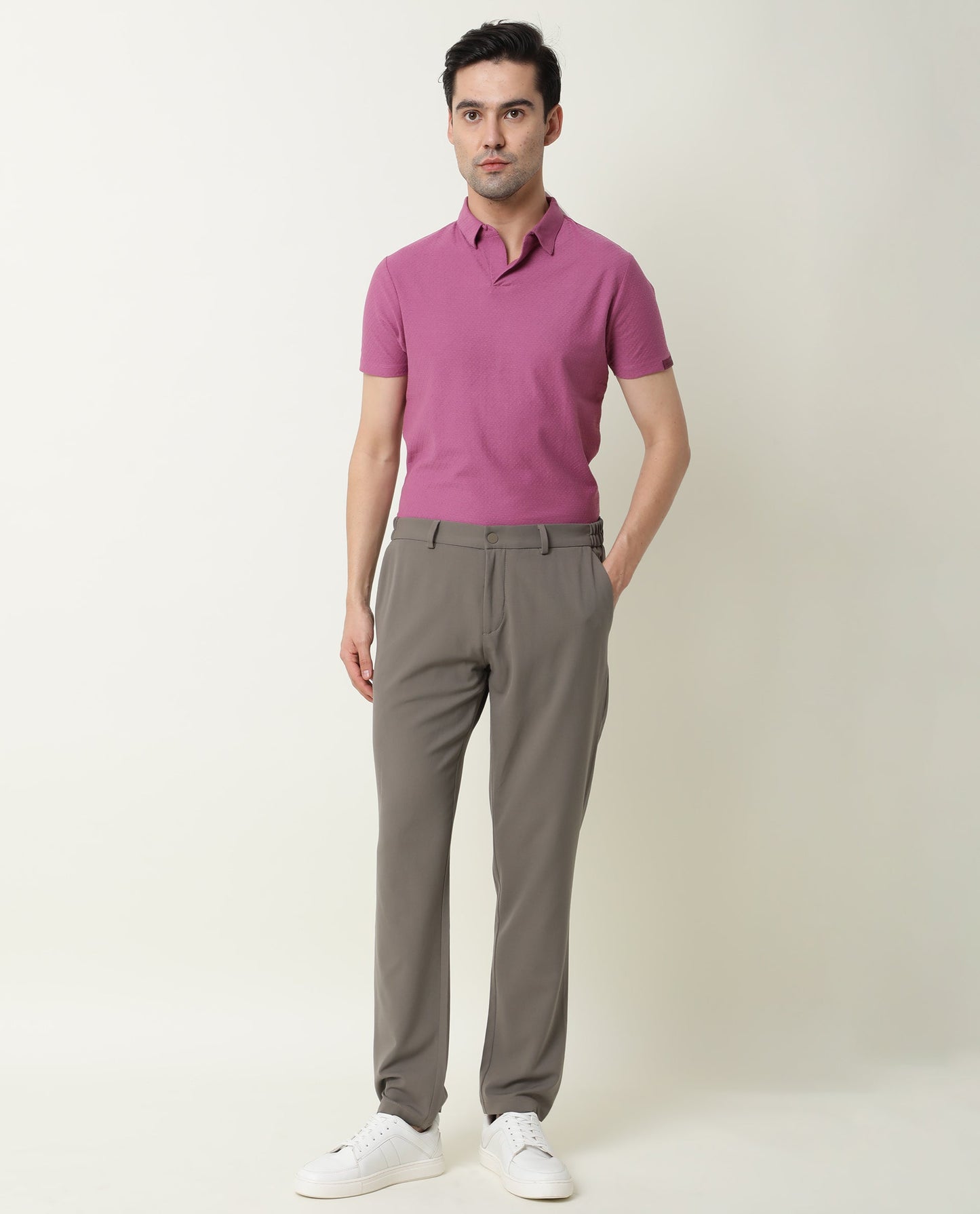 RARE RABBIT TENNA-2 LIGHT PURPLE POLO COTTON FABRIC SHORT SLEEVE POLO COLLAR SLIM FIT