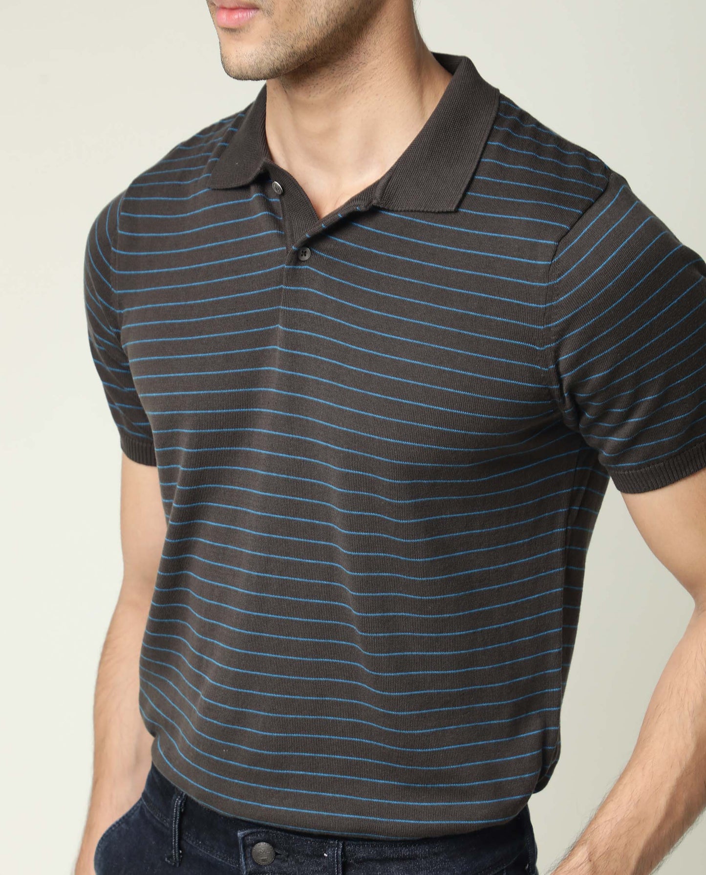 Rare Rabbit Men'S Siraz Brown Polo Cotton Fabric Short Sleeves Slim Fit