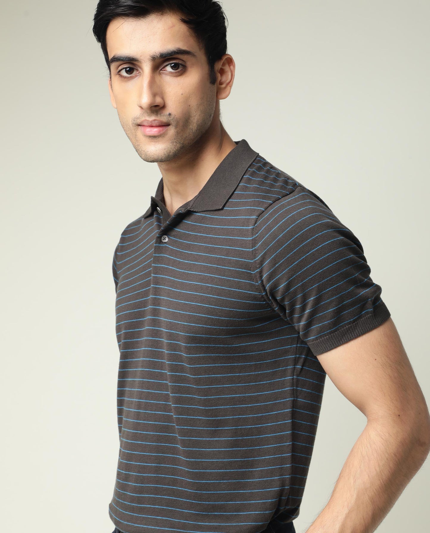 Rare Rabbit Men'S Siraz Brown Polo Cotton Fabric Short Sleeves Slim Fit