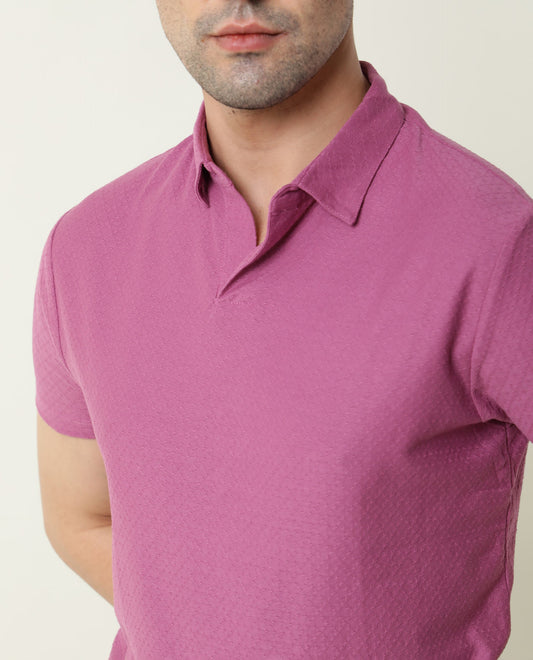RARE RABBIT TENNA-2 LIGHT PURPLE POLO COTTON FABRIC SHORT SLEEVE POLO COLLAR SLIM FIT